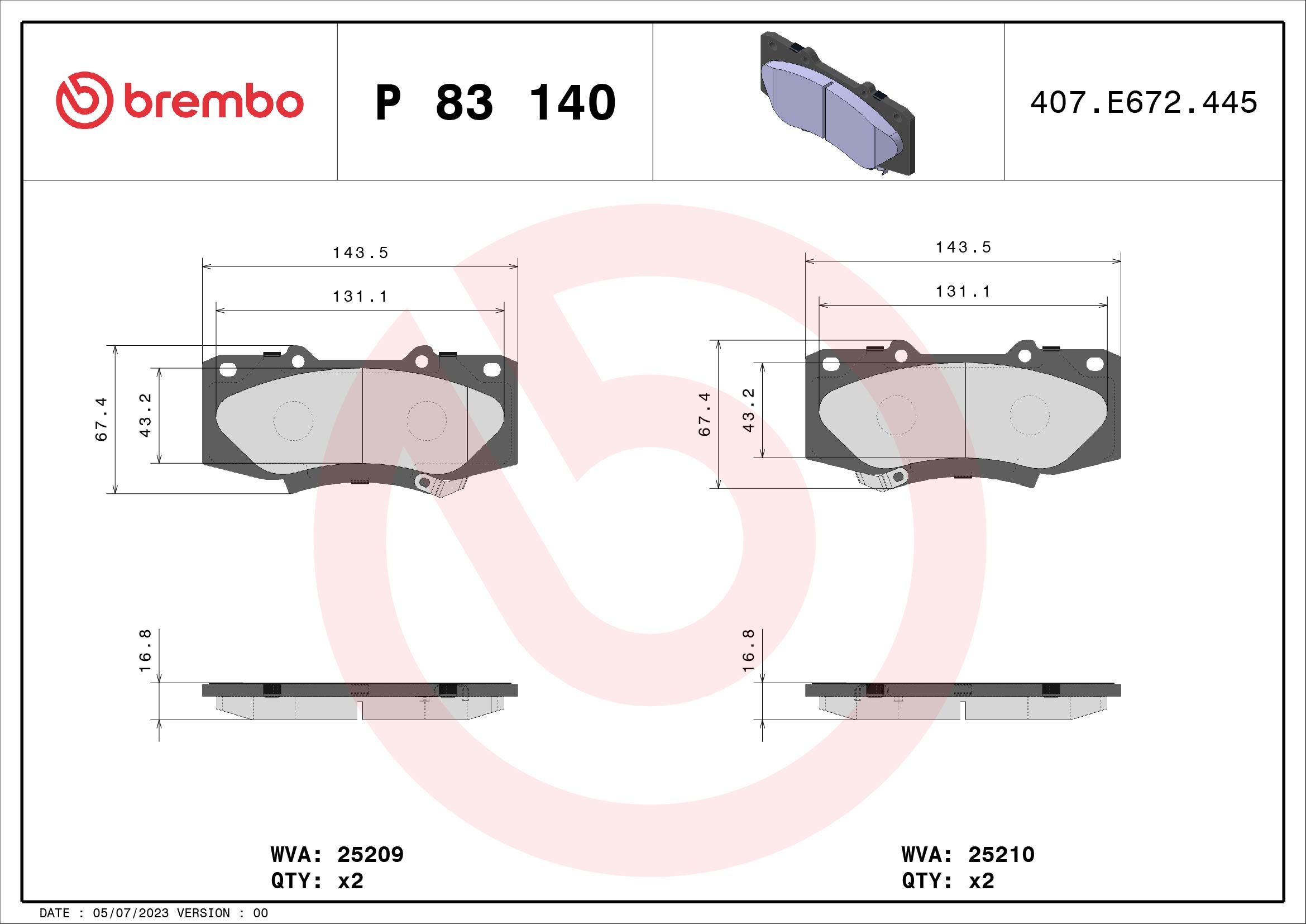 BREMBO Első fékbetét P83140_BREMBO