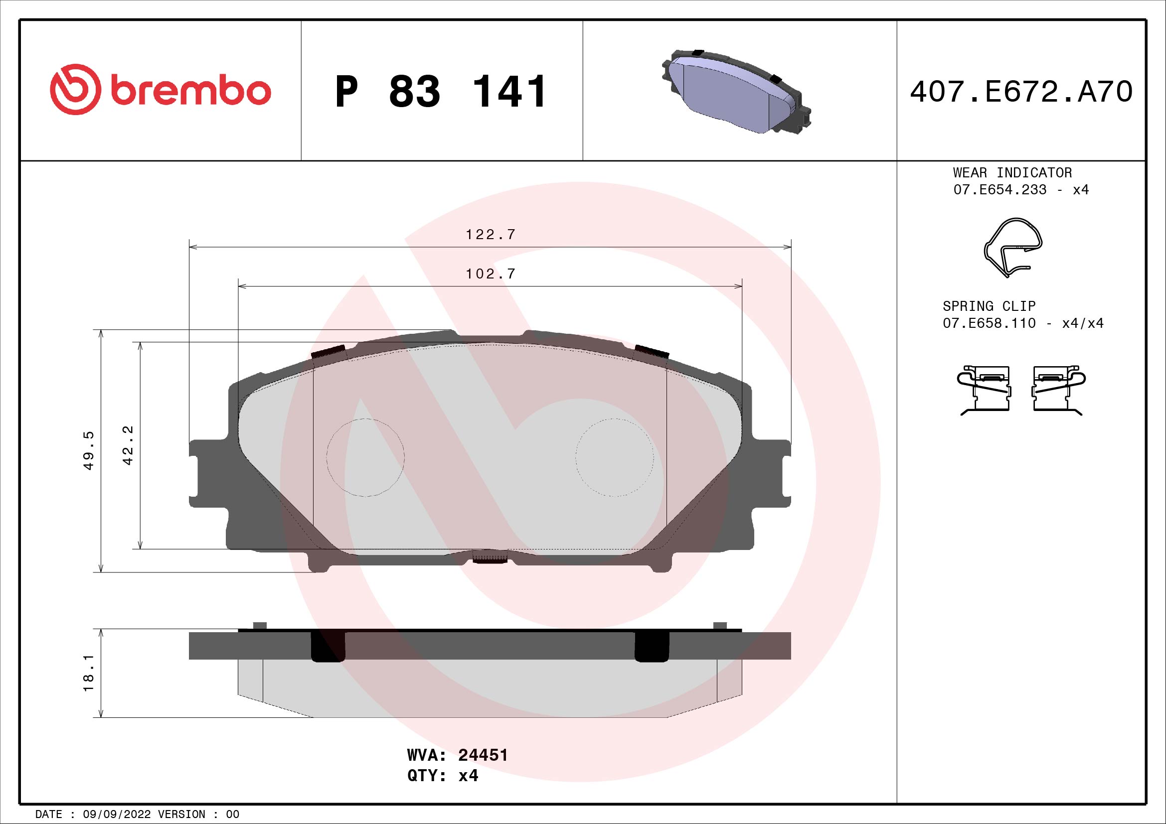 BREMBO Első fékbetét P83141_BREMBO