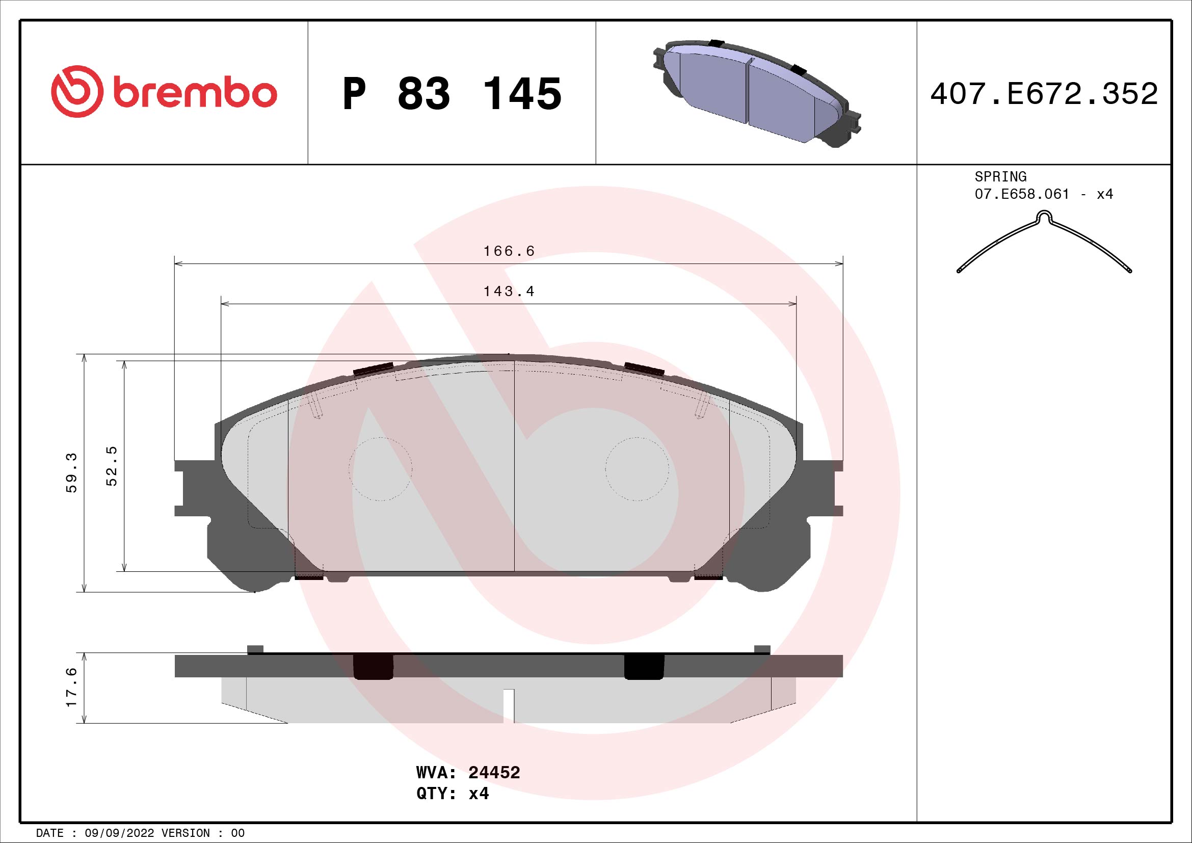 BREMBO Első fékbetét P83145_BREMBO