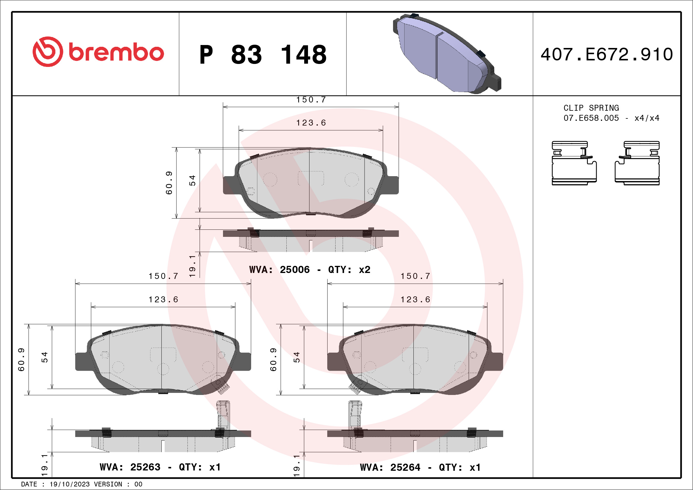 BREMBO Első fékbetét P83148_BREMBO