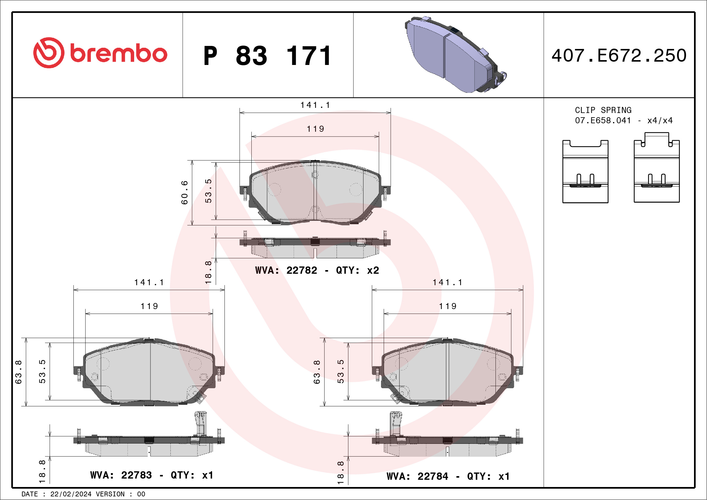 BREMBO Első fékbetét P83171_BREMBO