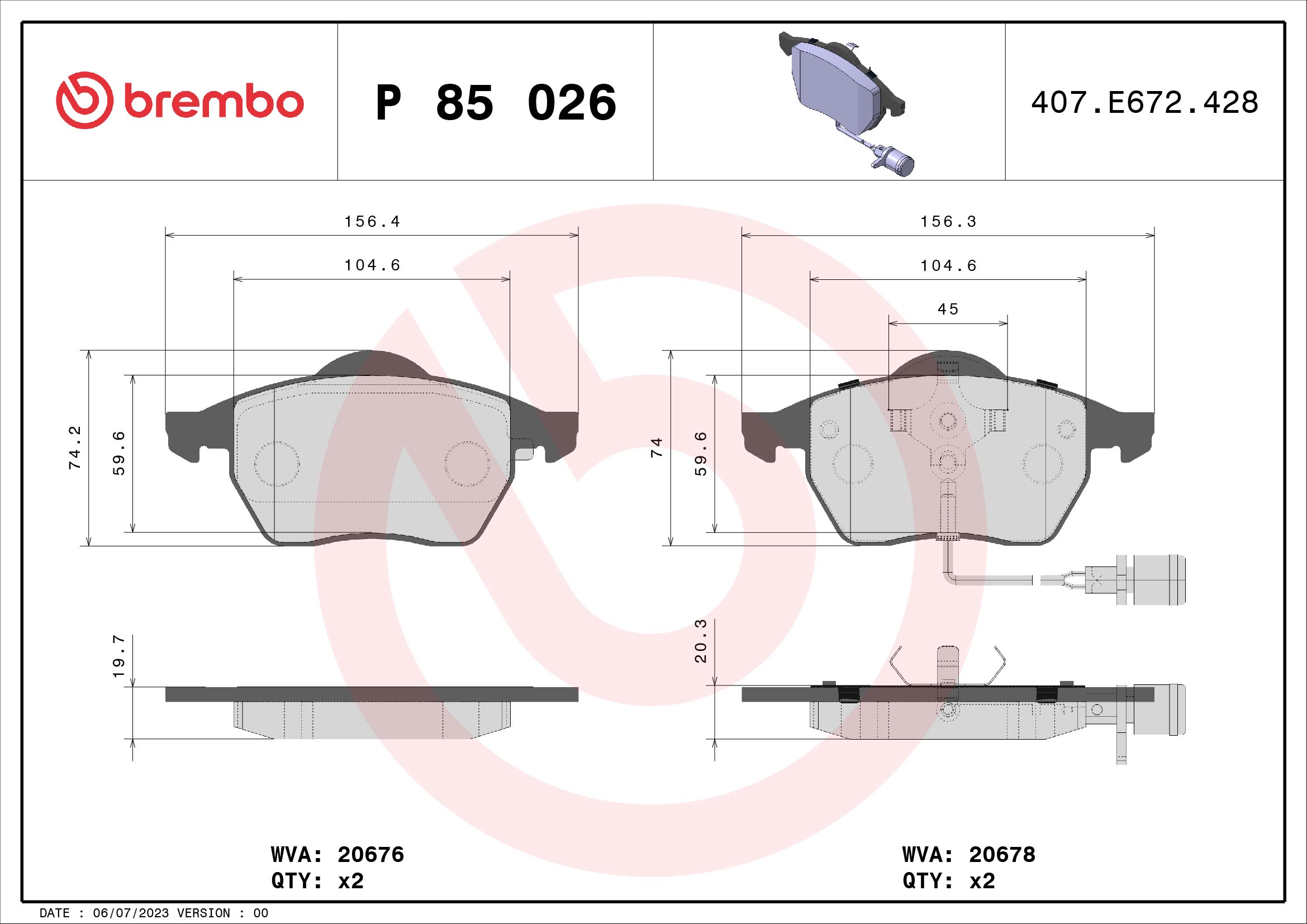 BREMBO Első fékbetét P85026_BREMBO