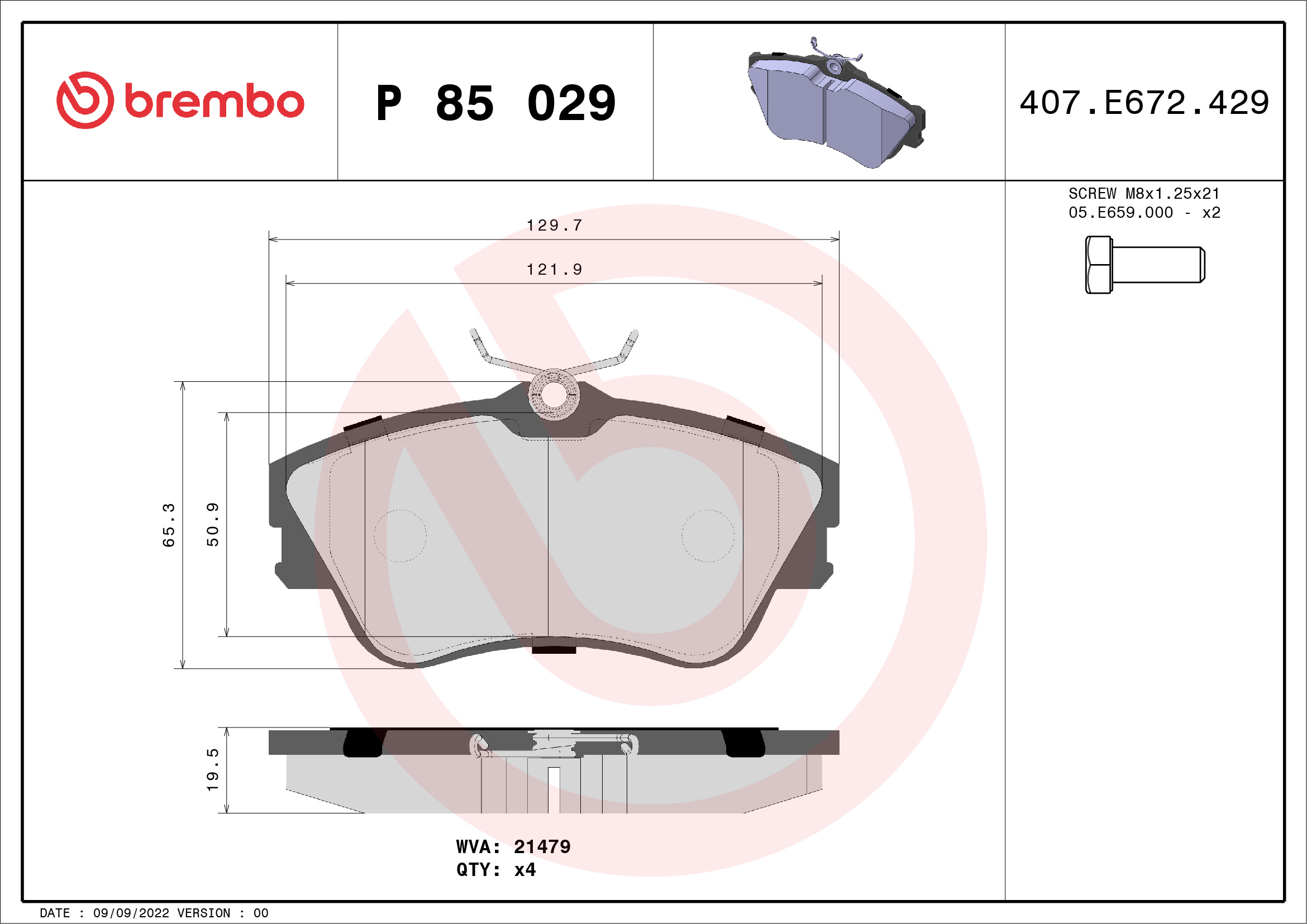 BREMBO Első fékbetét P85029_BREMBO