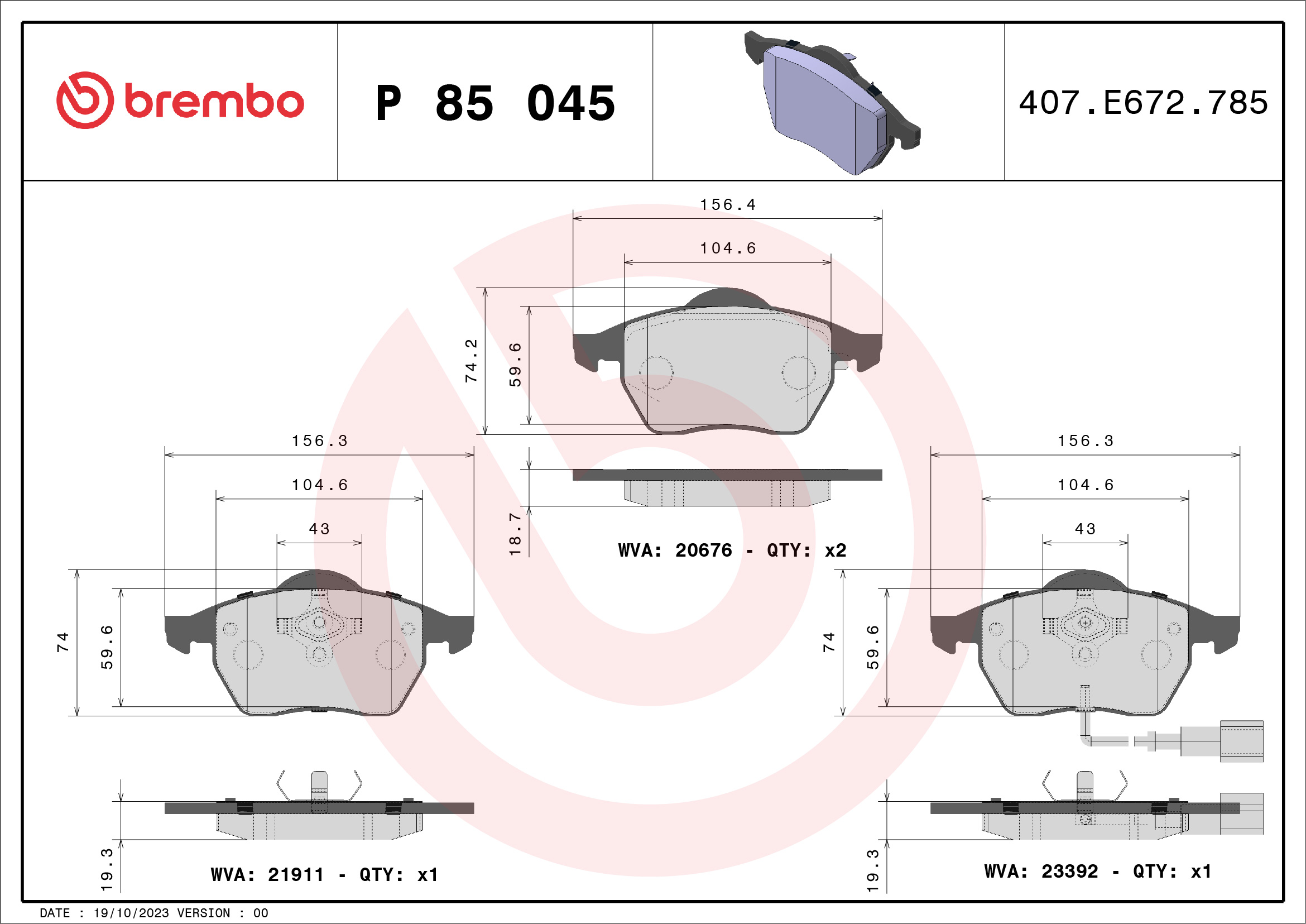 BREMBO Első fékbetét P85045_BREMBO