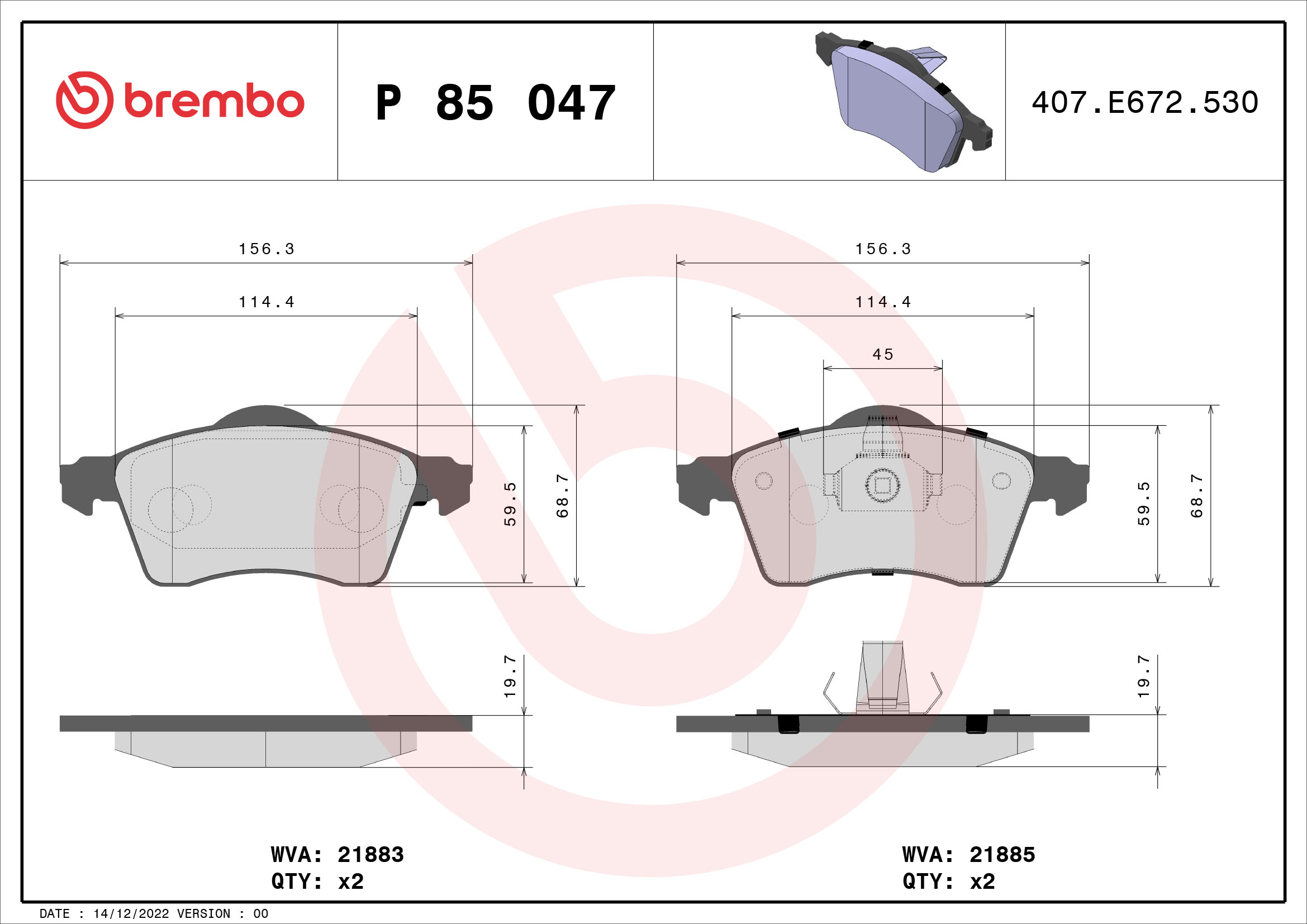 BREMBO Első fékbetét P85047_BREMBO