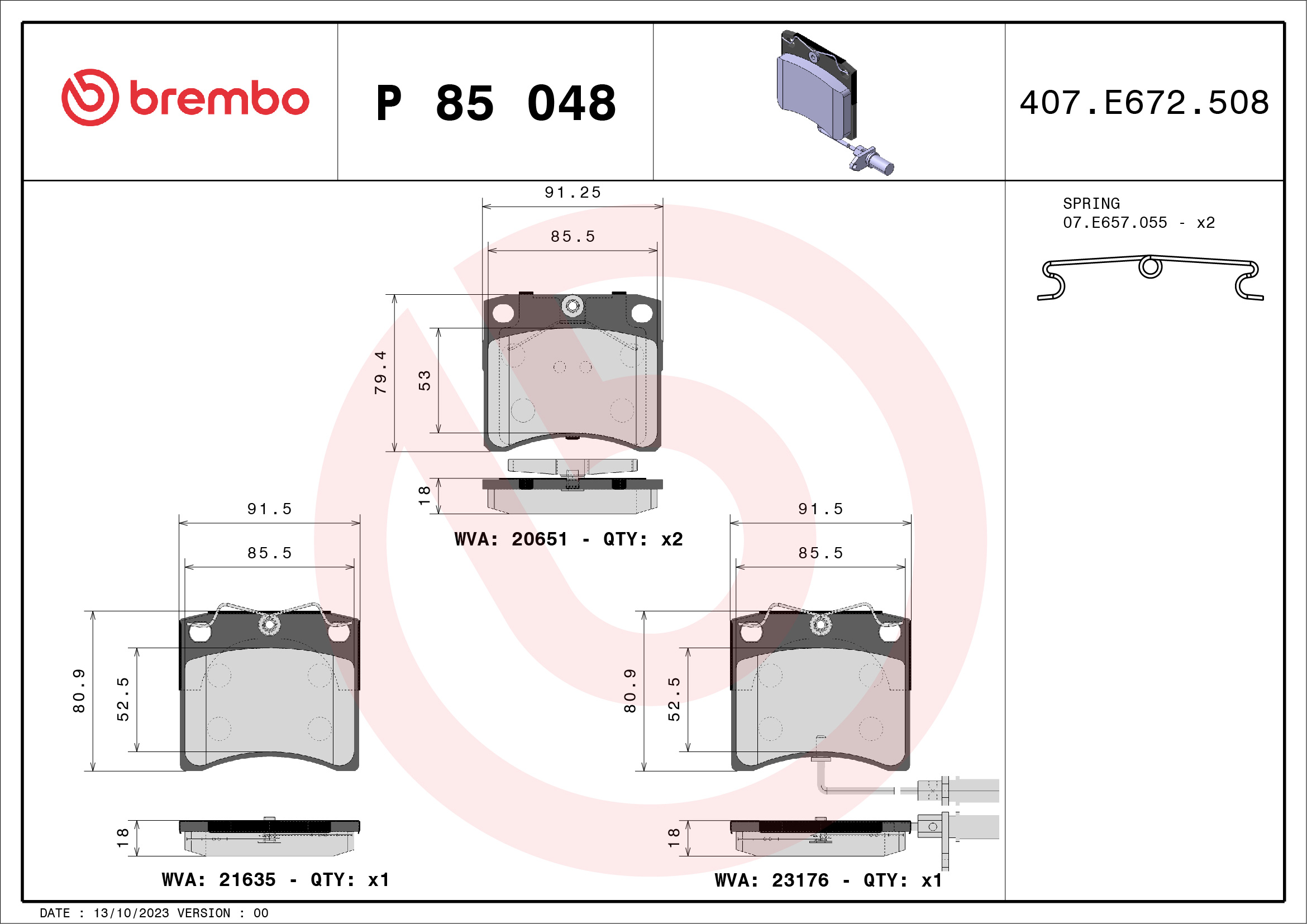 BREMBO Első fékbetét P85048_BREMBO