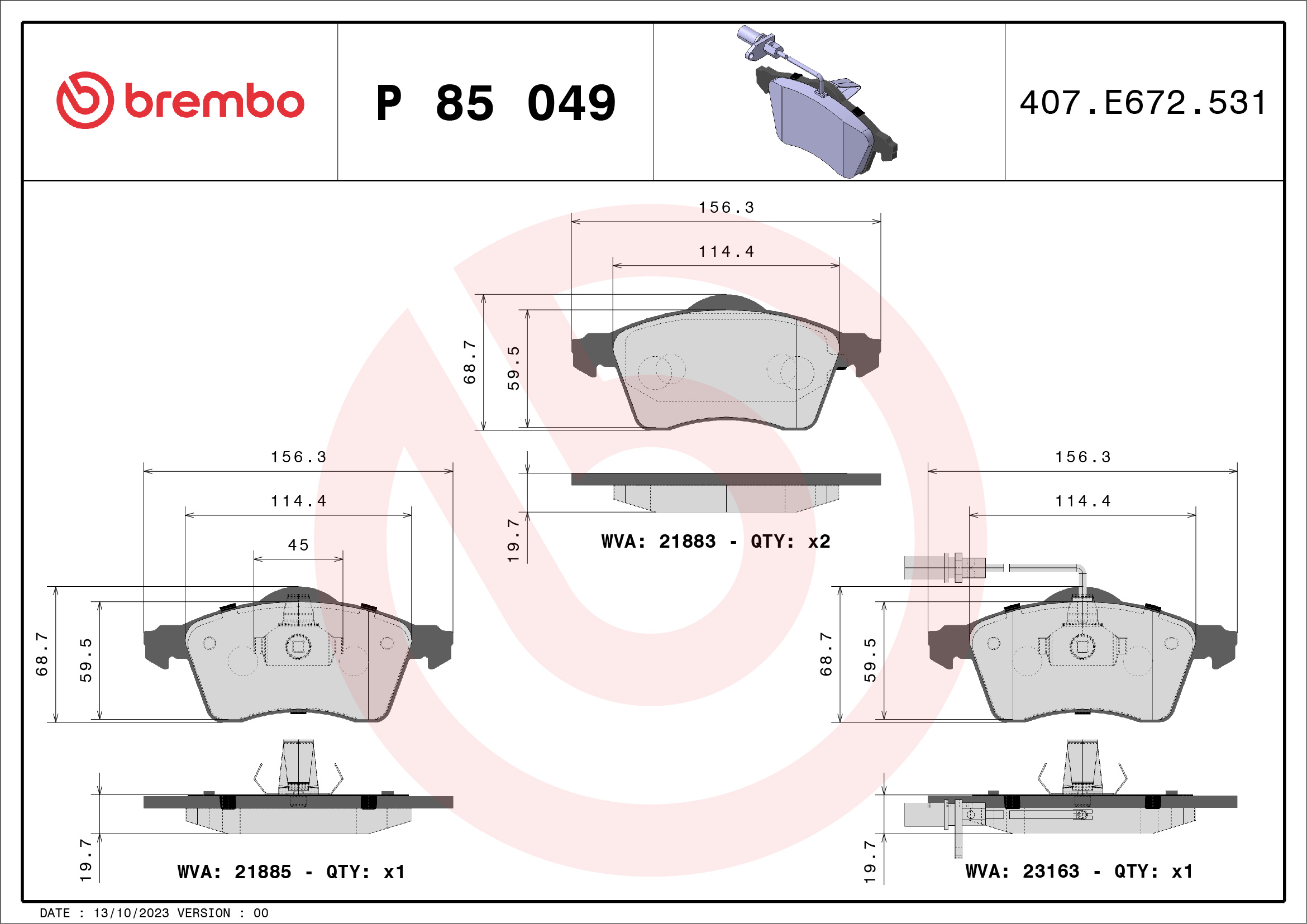 BREMBO Első fékbetét P85049_BREMBO