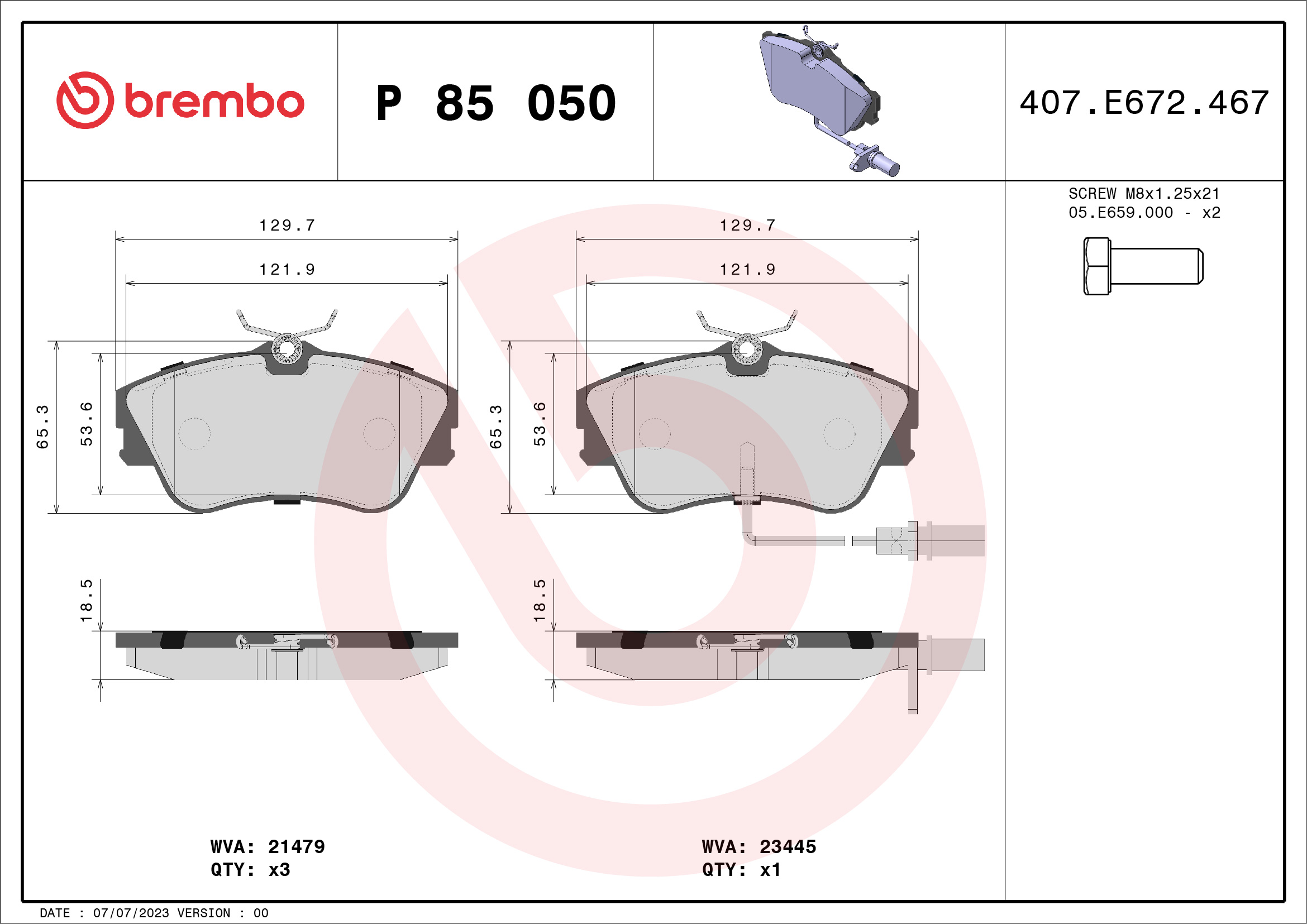 BREMBO Első fékbetét P85050_BREMBO