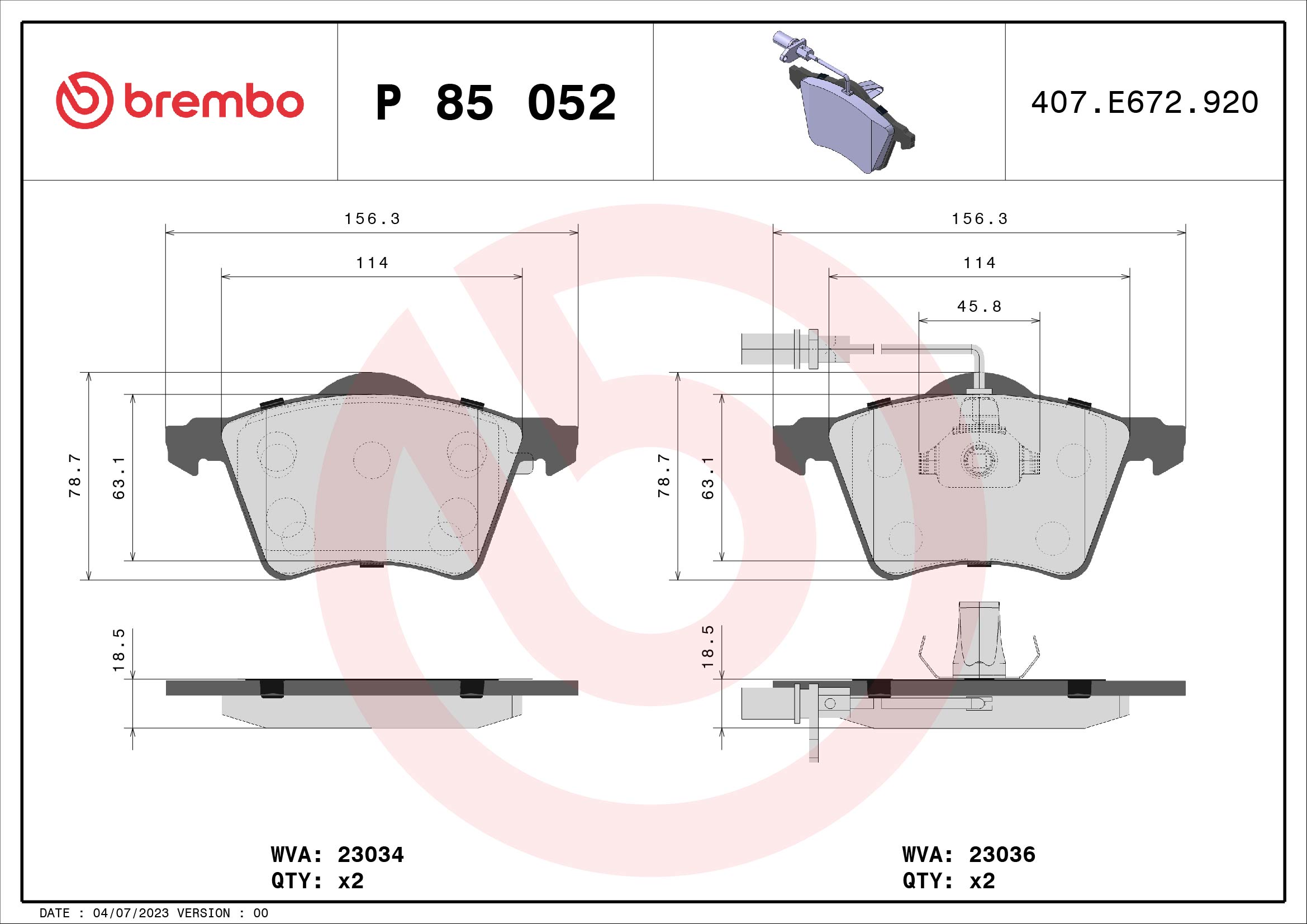 BREMBO Első fékbetét P85052_BREMBO