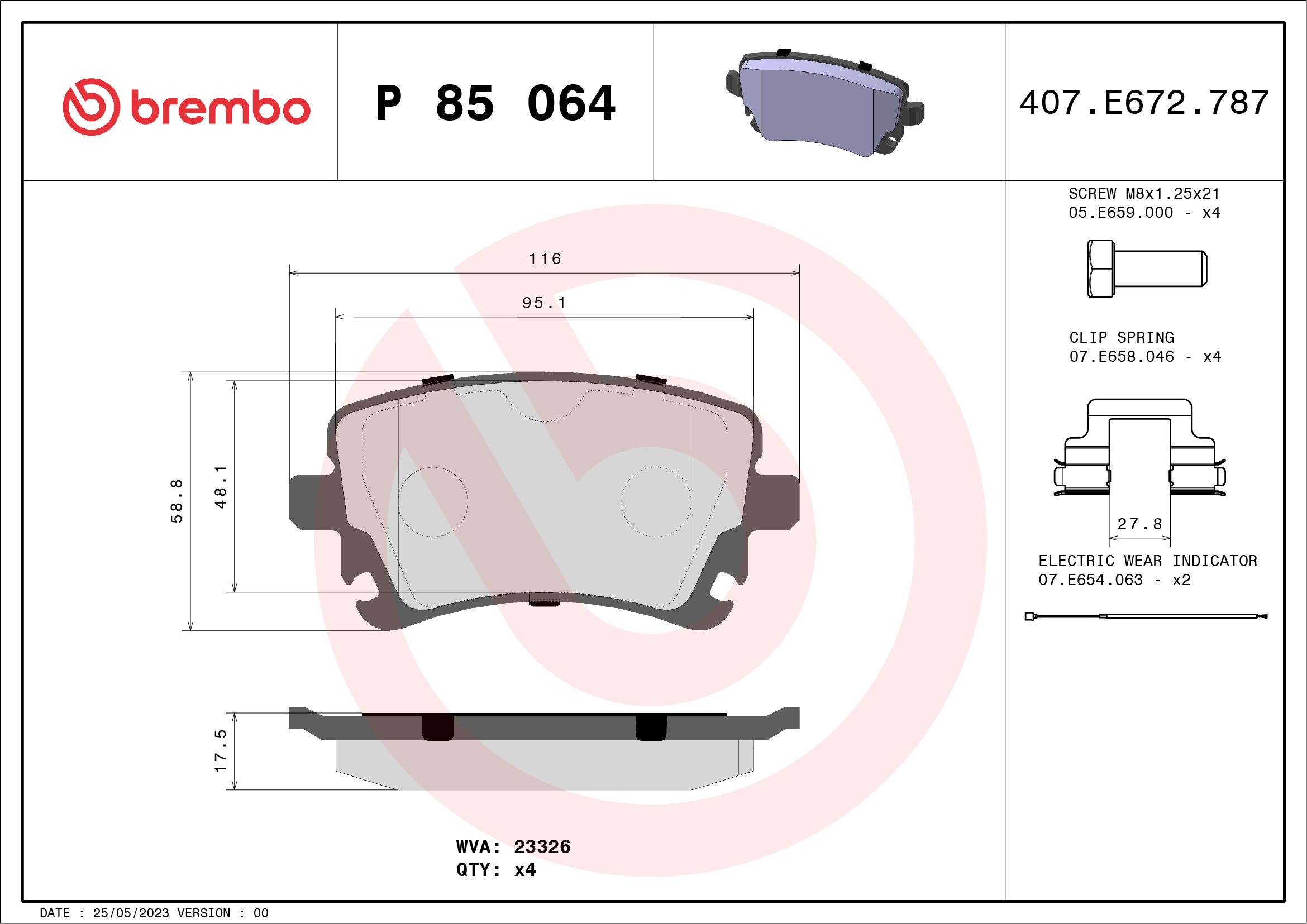 BREMBO Hátsó fékbetét P85064_BREMBO