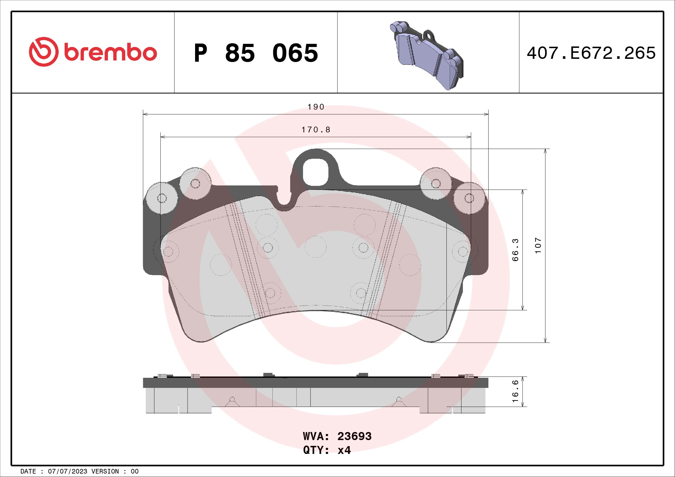 BREMBO Első fékbetét P85065_BREMBO