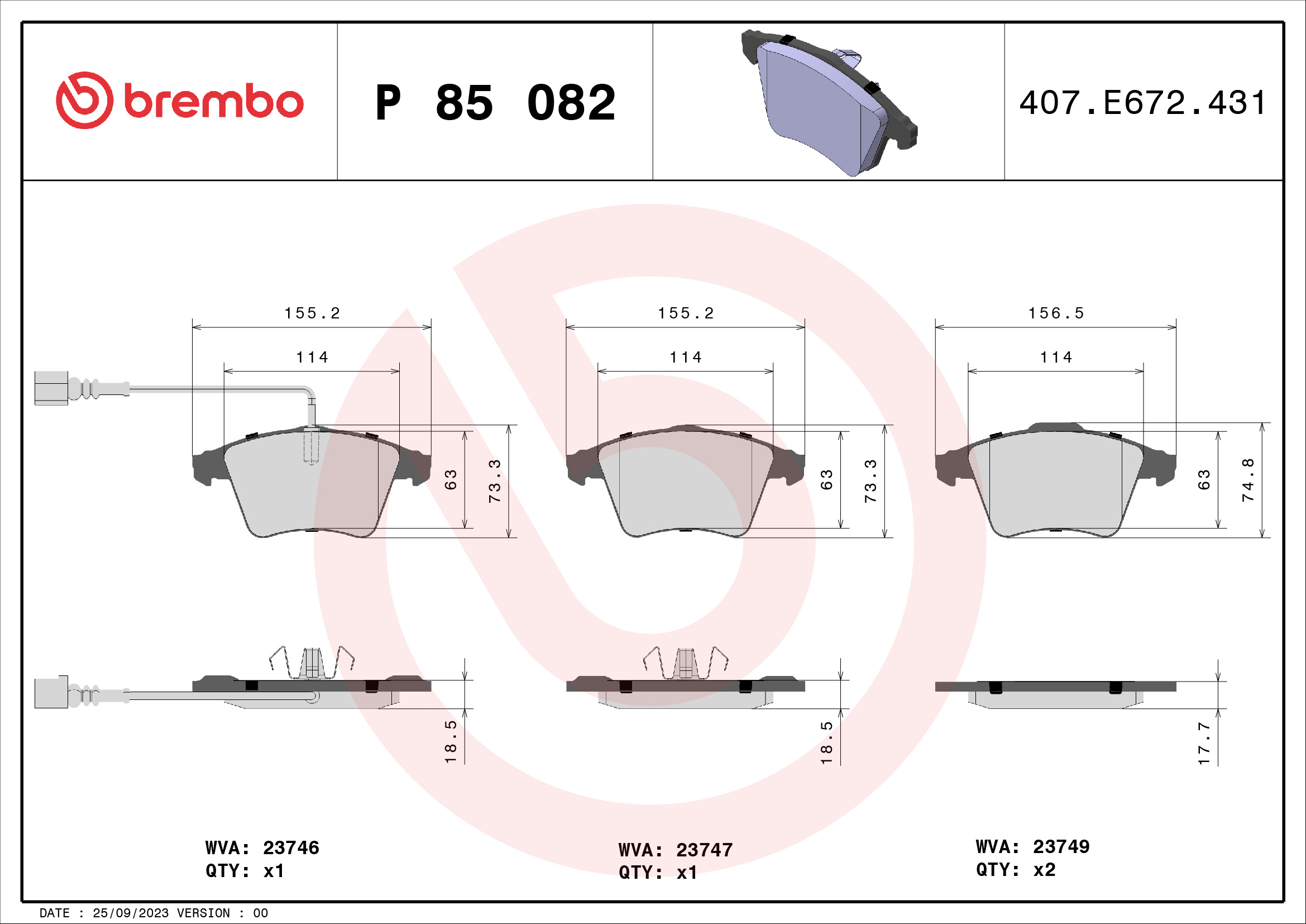 BREMBO Első fékbetét P85082_BREMBO