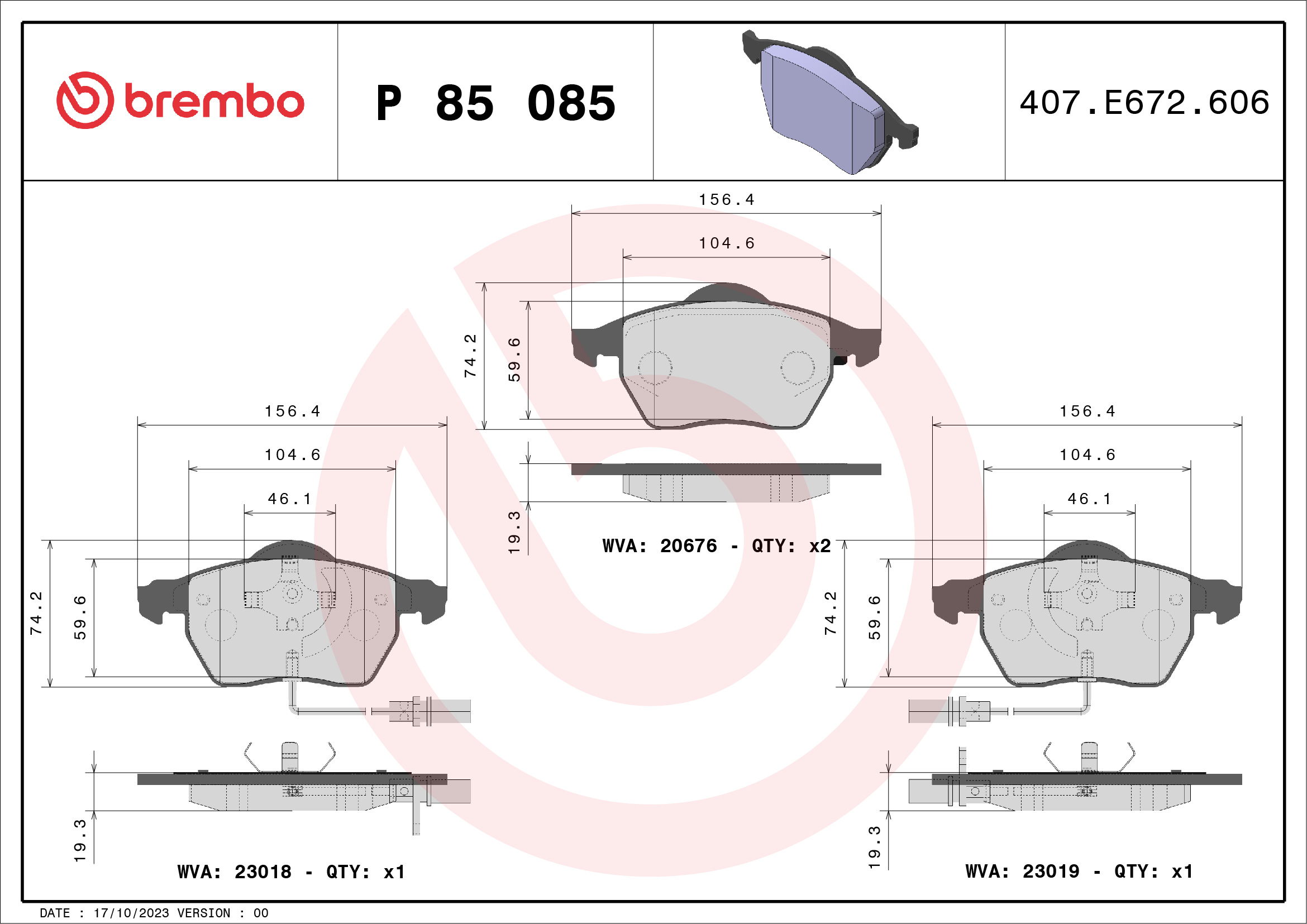 BREMBO Első fékbetét P85085_BREMBO