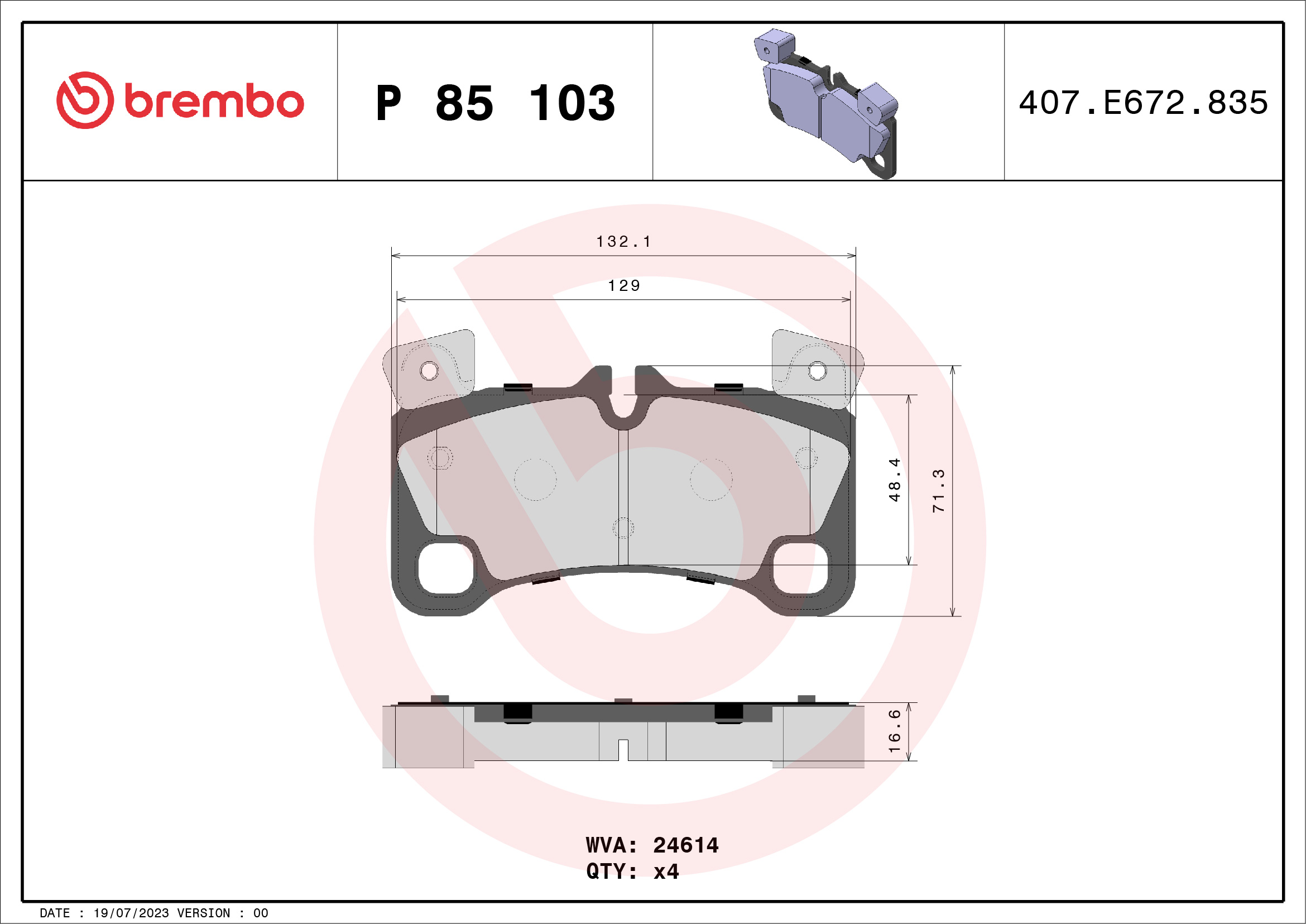 BREMBO Hátsó fékbetét P85103_BREMBO