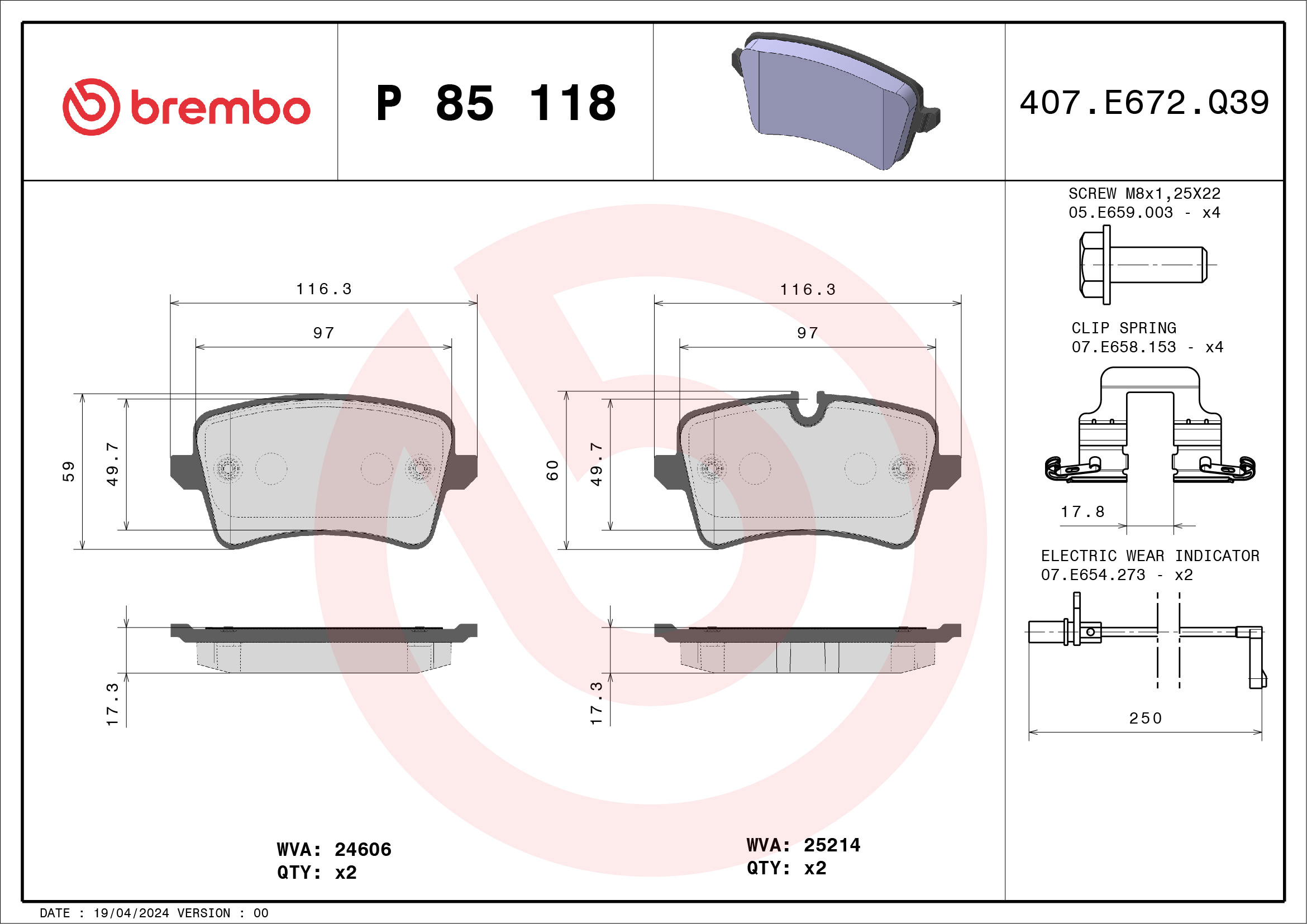 BREMBO Hátsó fékbetét P85118_BREMBO