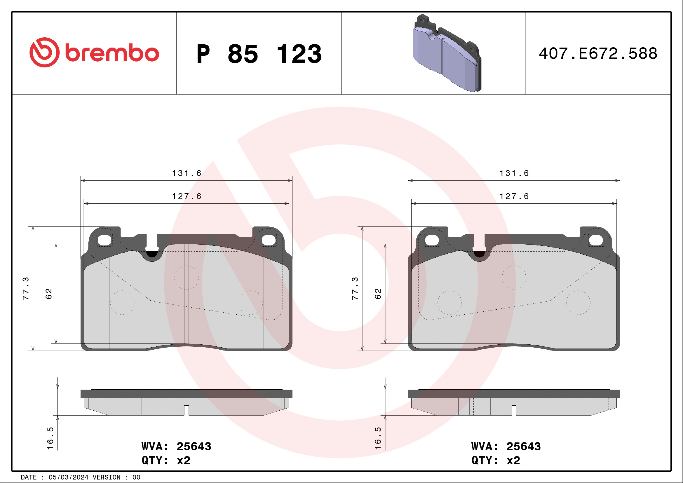 BREMBO Első fékbetét P85123_BREMBO