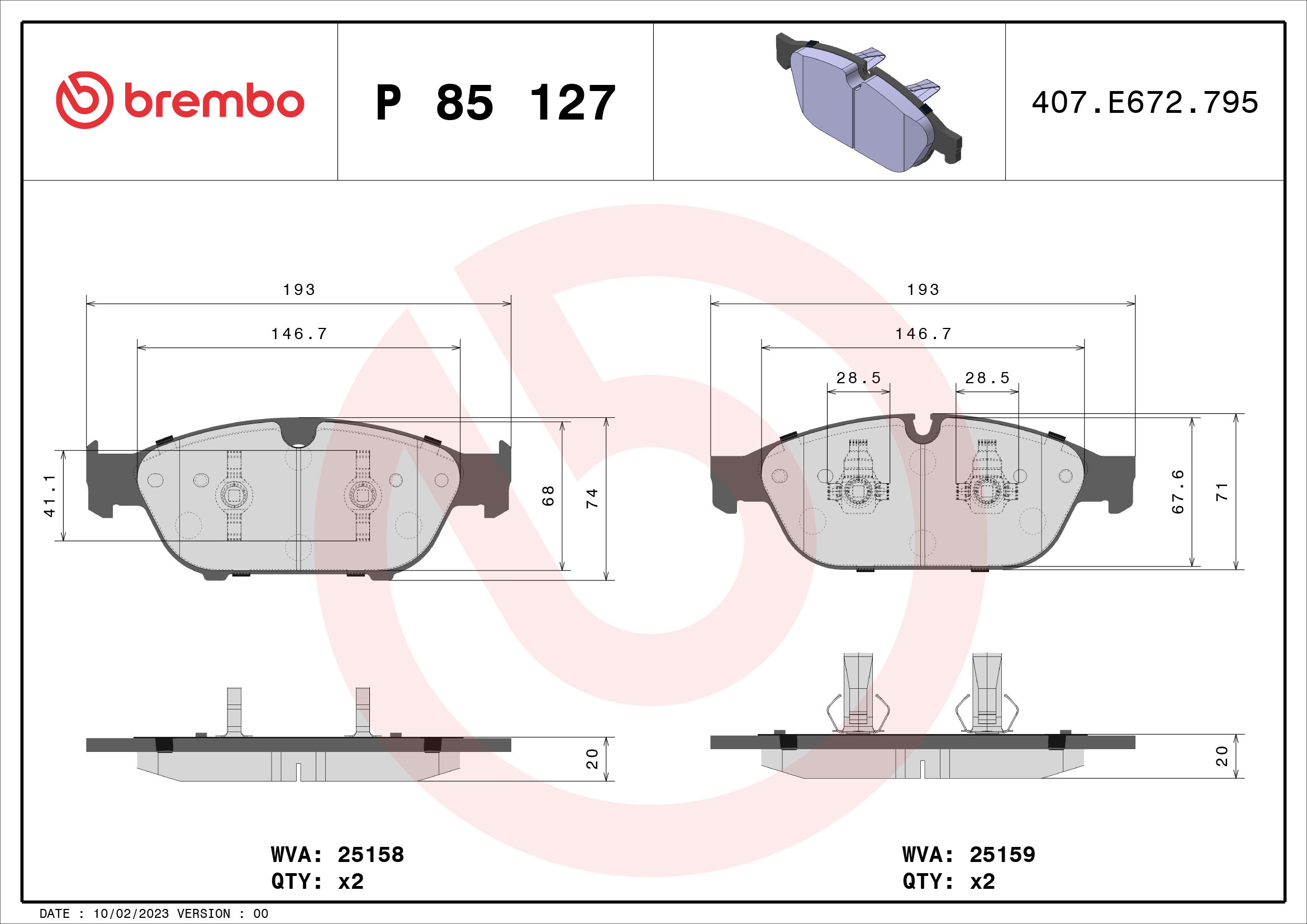 BREMBO Első fékbetét P85127_BREMBO