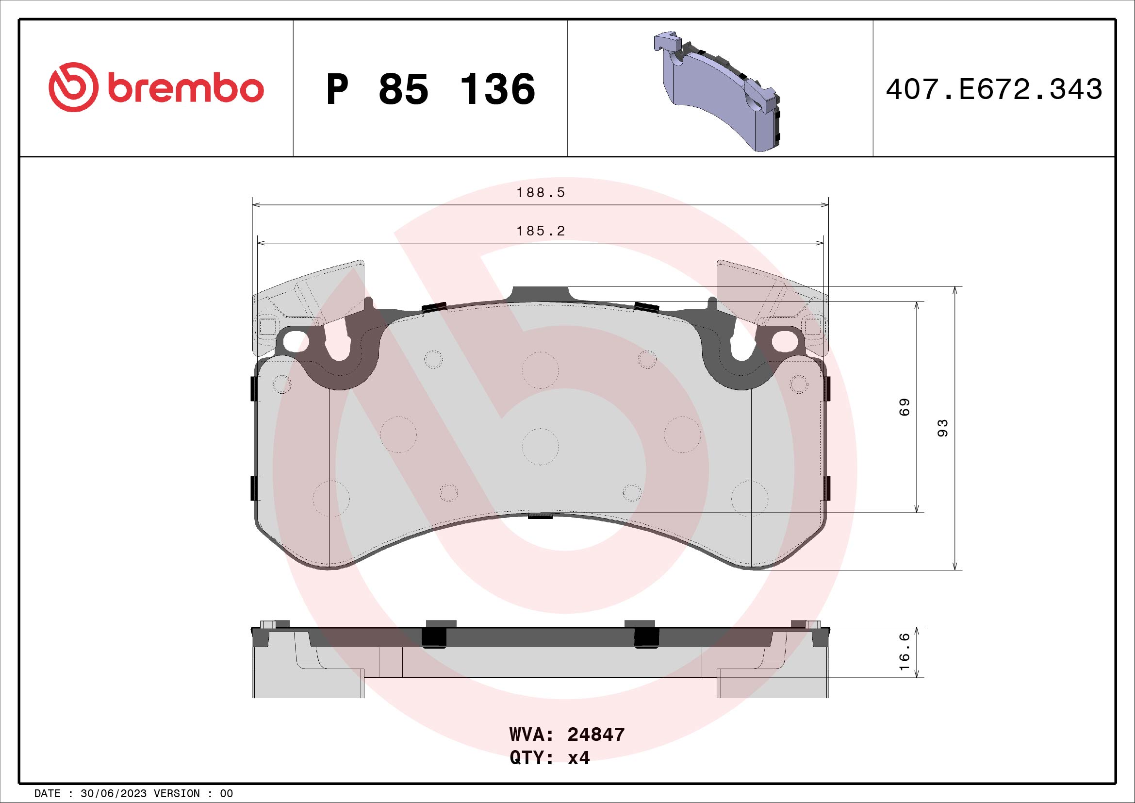 BREMBO Első fékbetét P85136_BREMBO