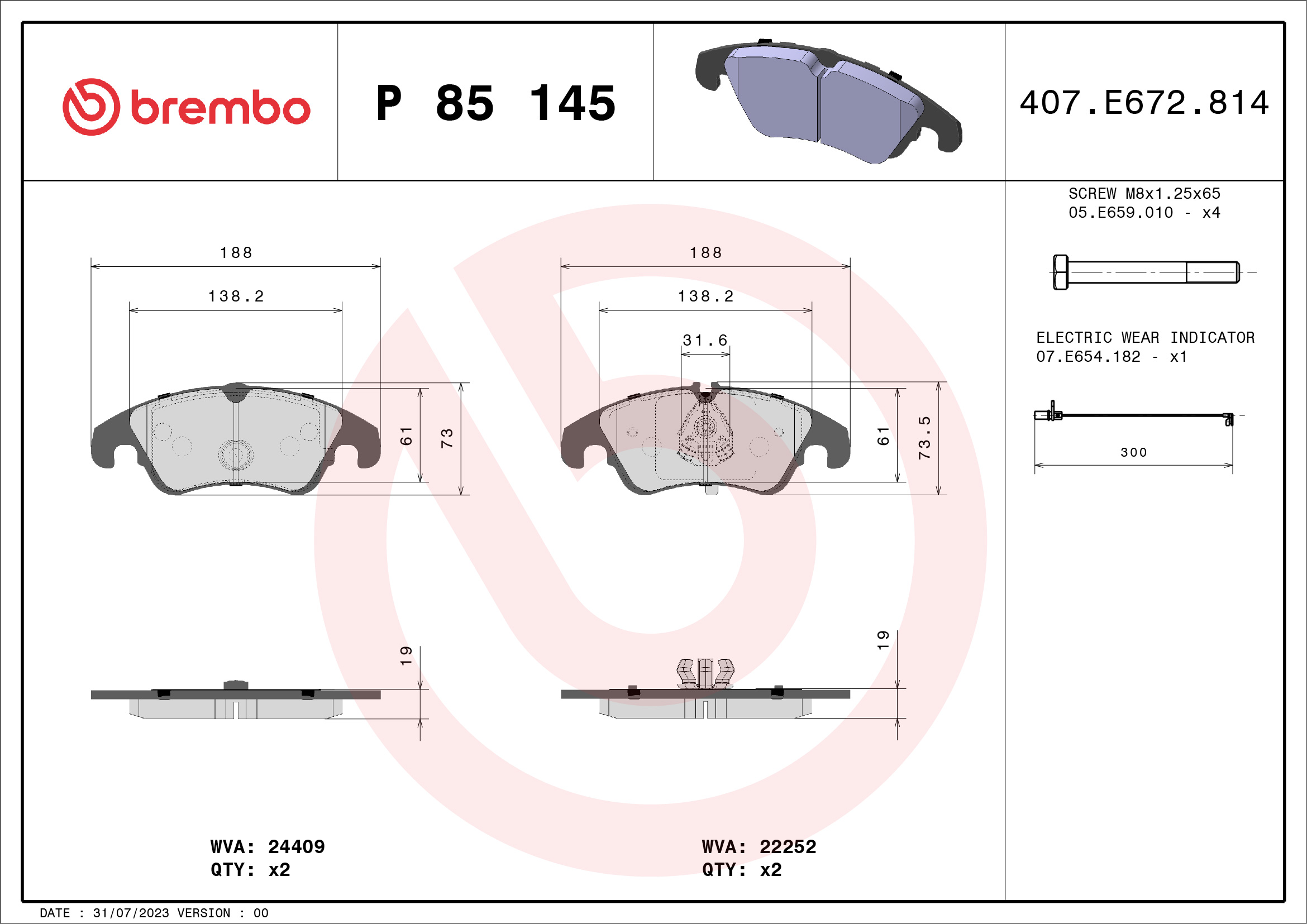 BREMBO Első fékbetét P85145_BREMBO