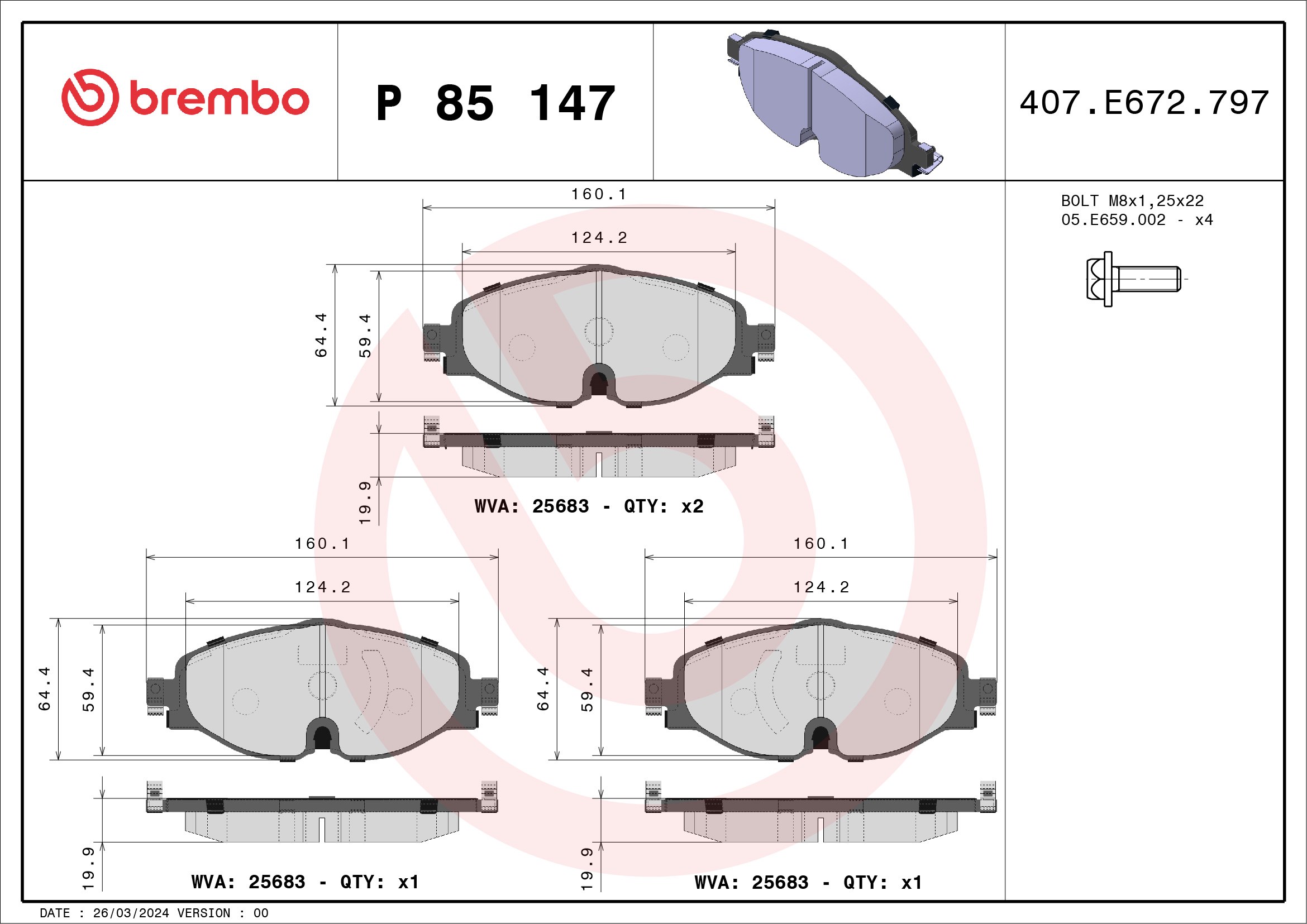 BREMBO Első fékbetét P85147_BREMBO