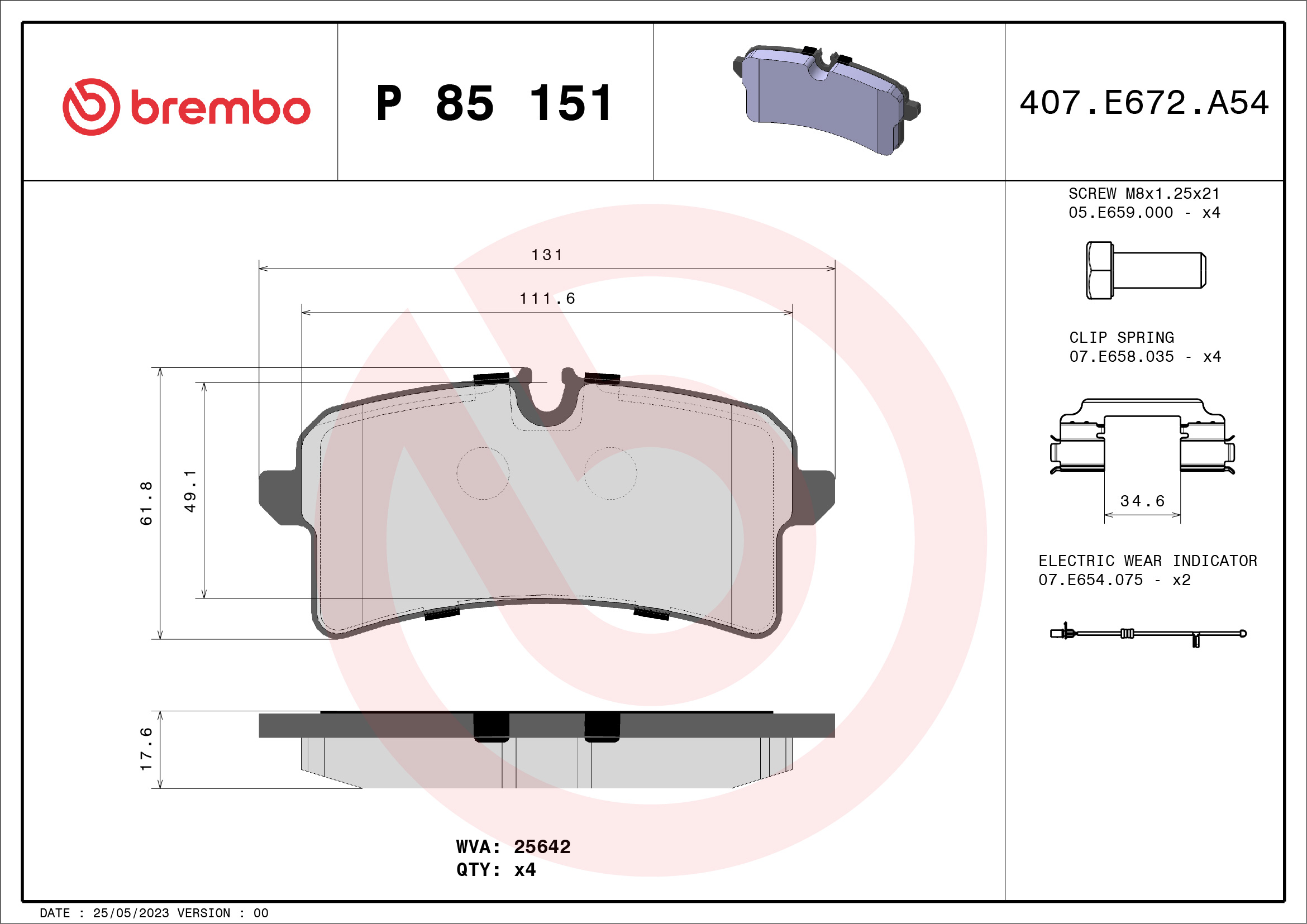 BREMBO Fékbetét, mind P85151_BREMBO