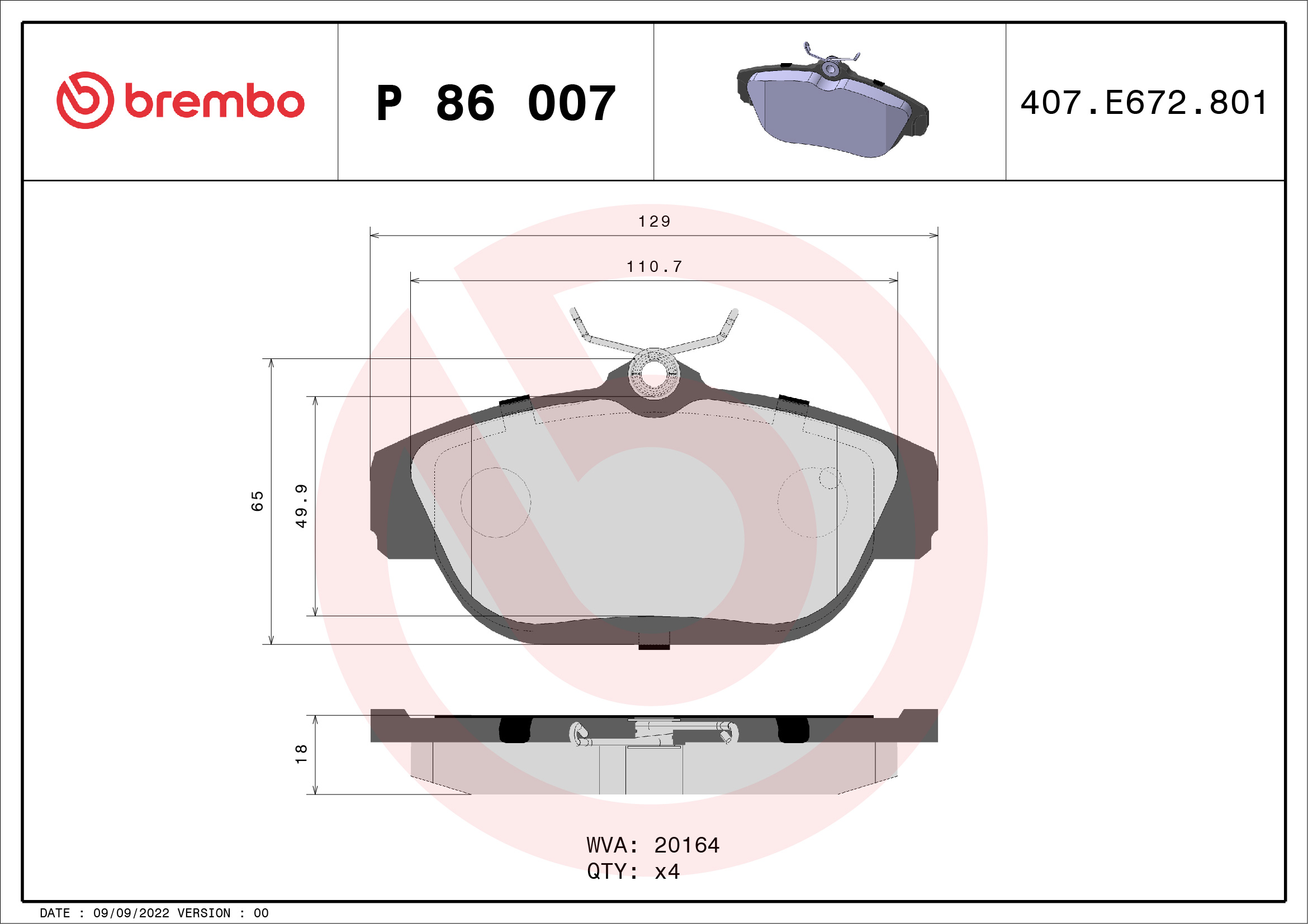 BREMBO Első fékbetét P86007_BREMBO