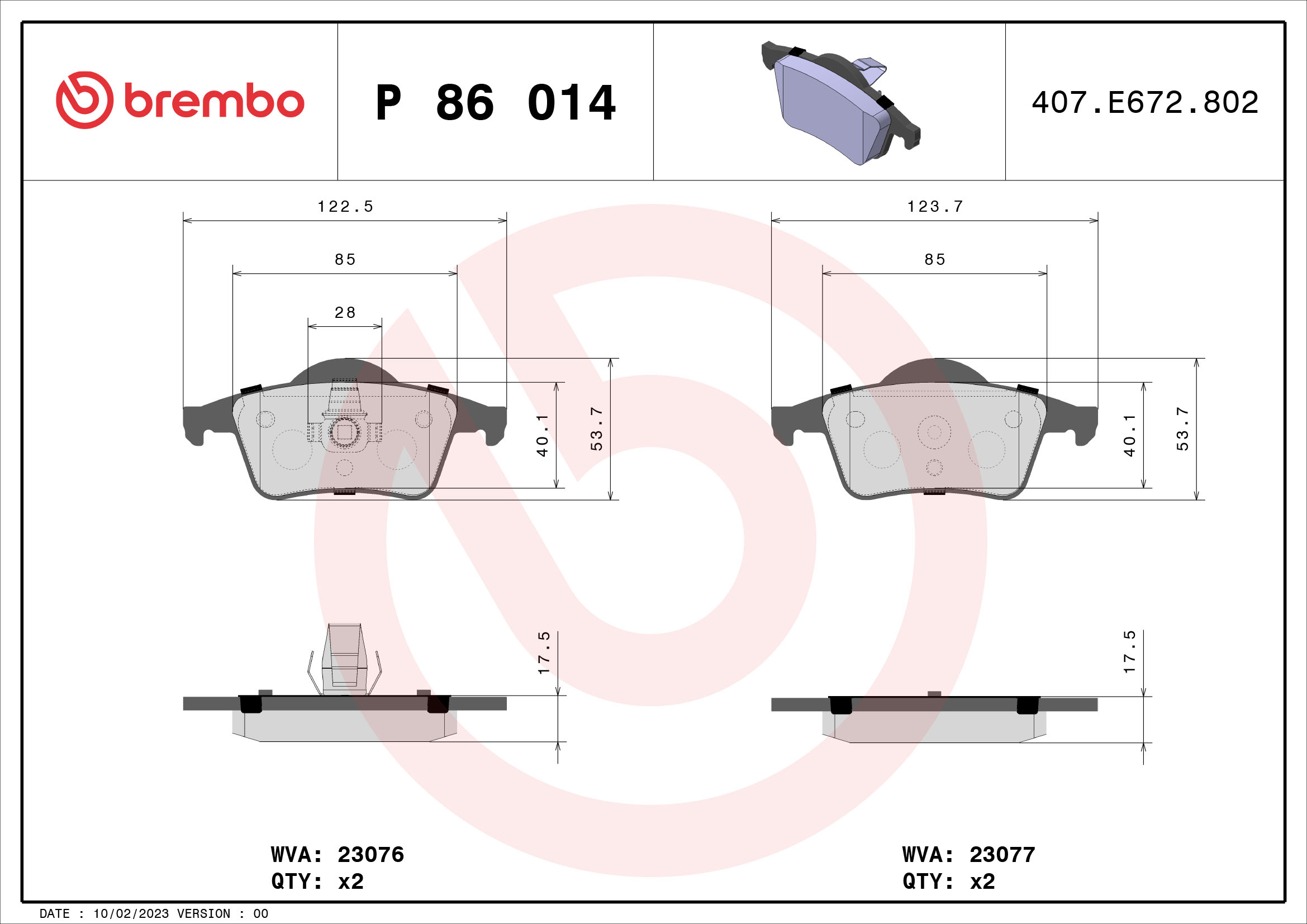 BREMBO Hátsó fékbetét P86014_BREMBO