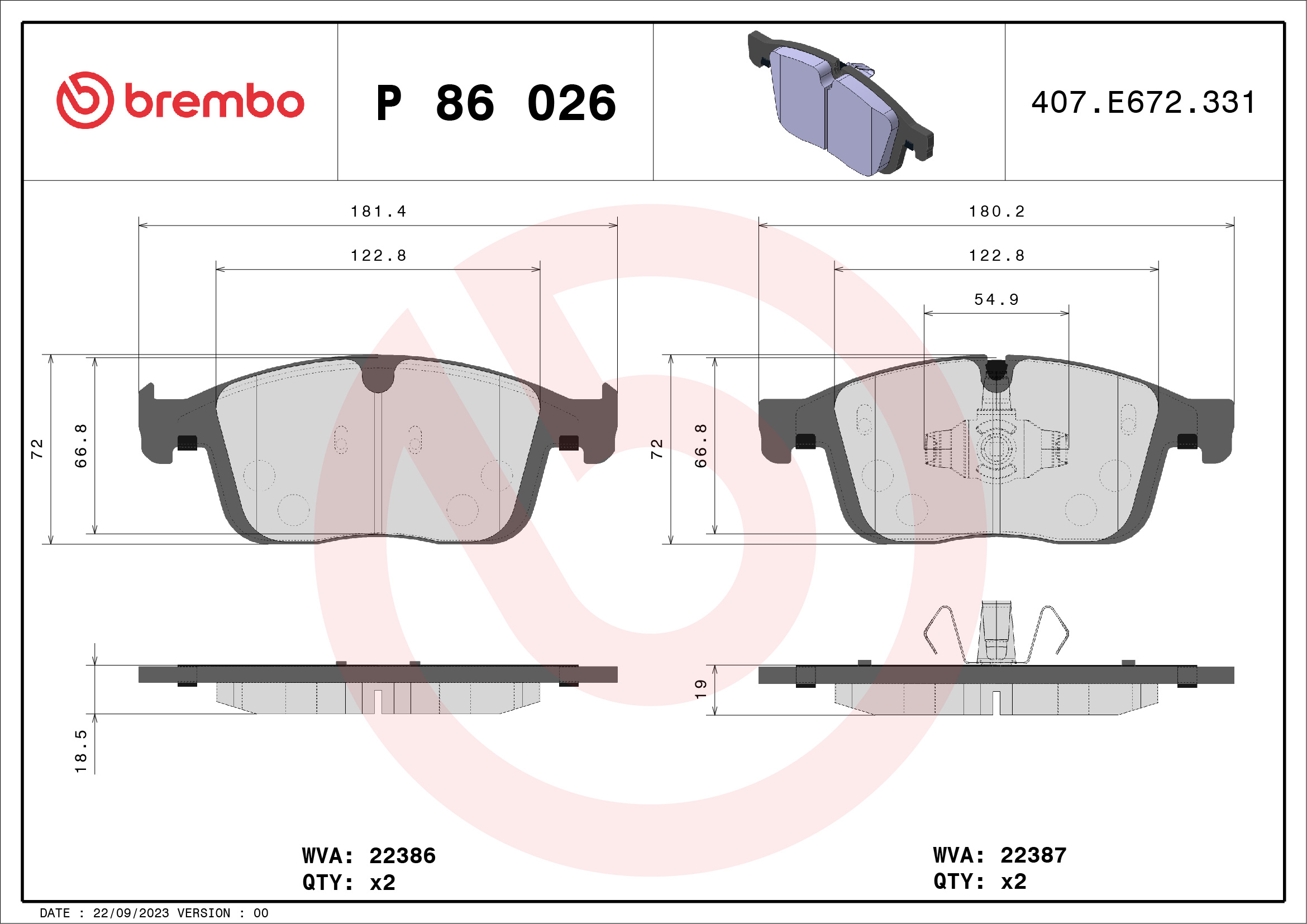 BREMBO Első fékbetét P86026_BREMBO