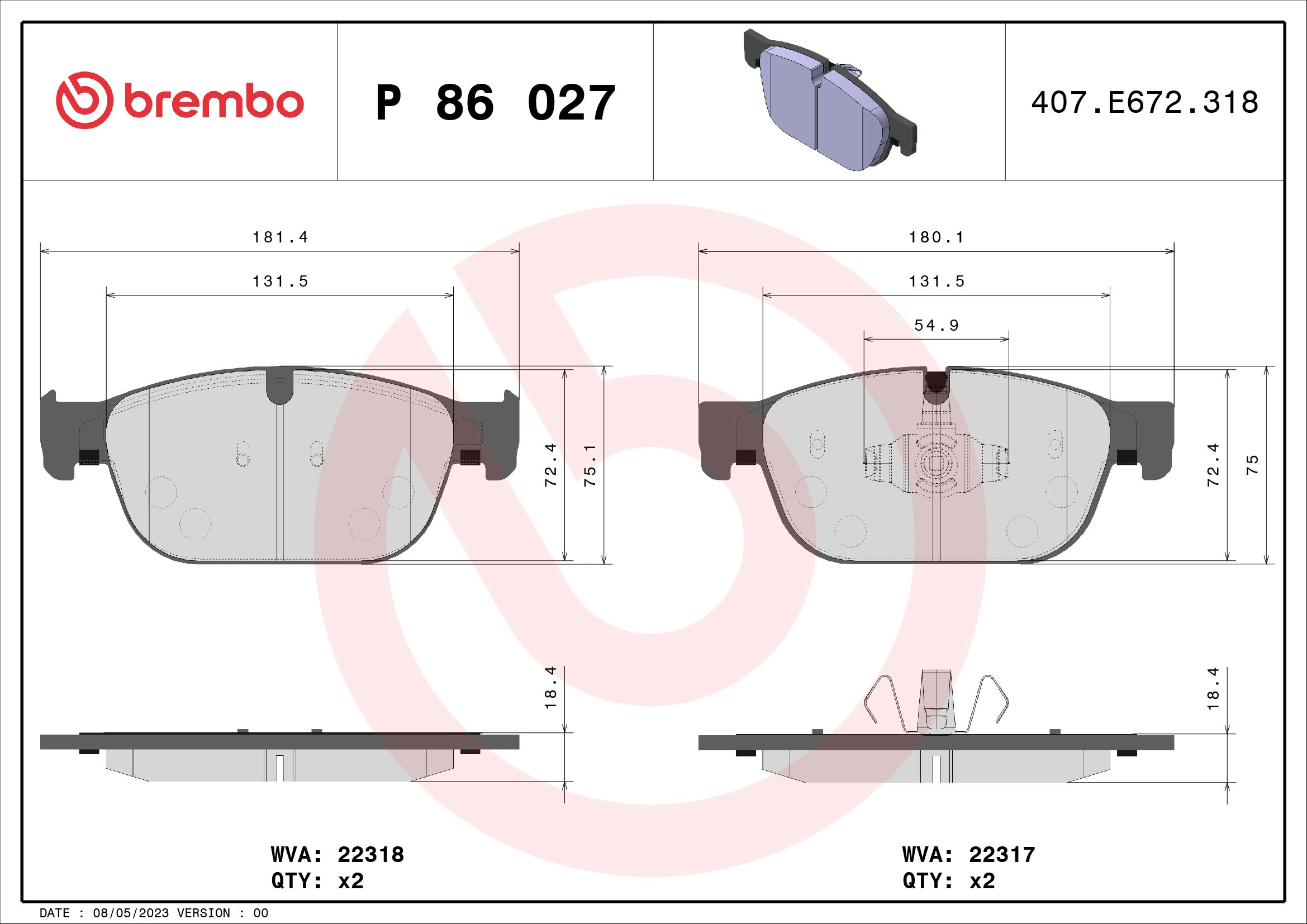 BREMBO Első fékbetét P86027_BREMBO