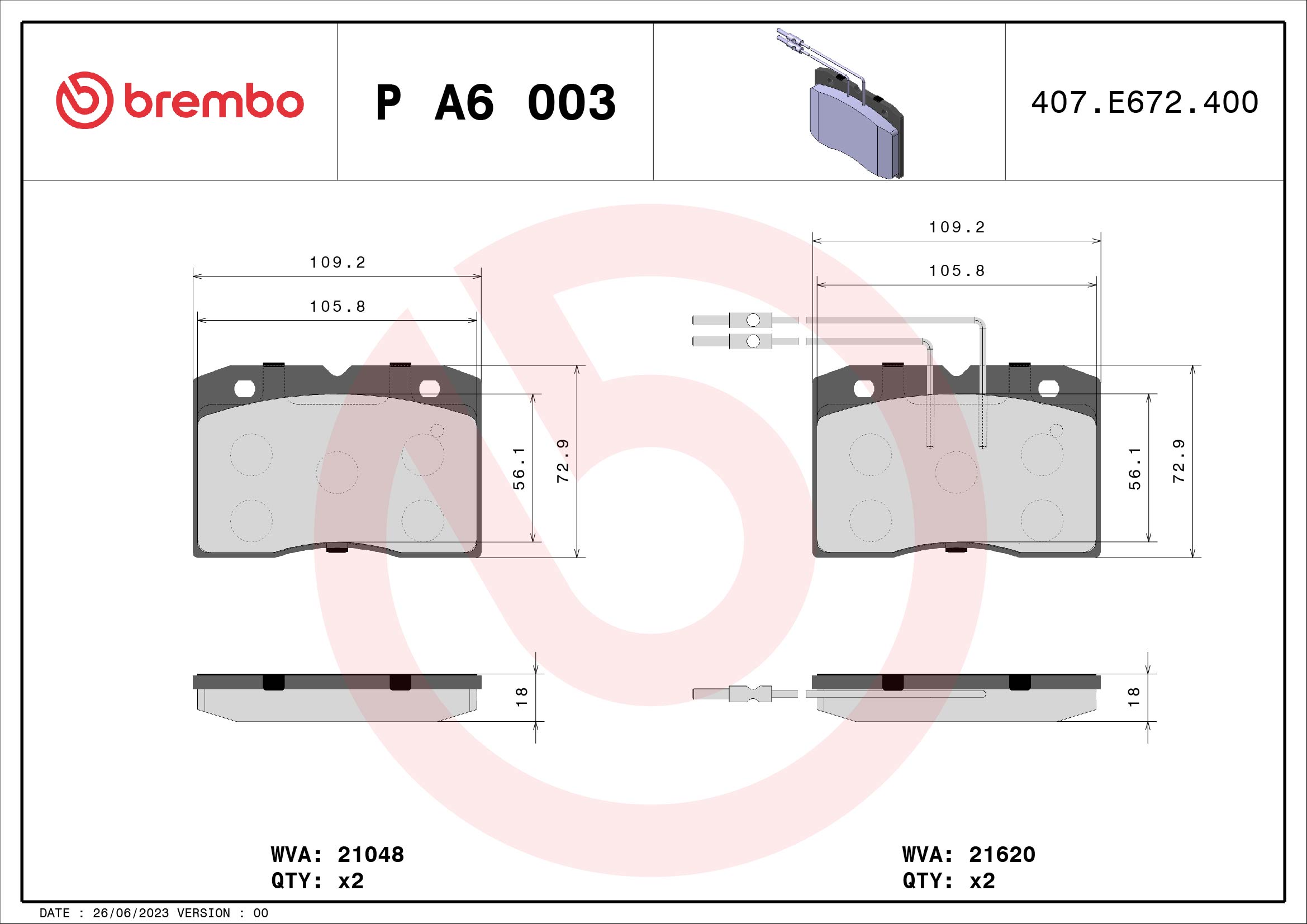 BREMBO Első fékbetét PA6003_BREMBO