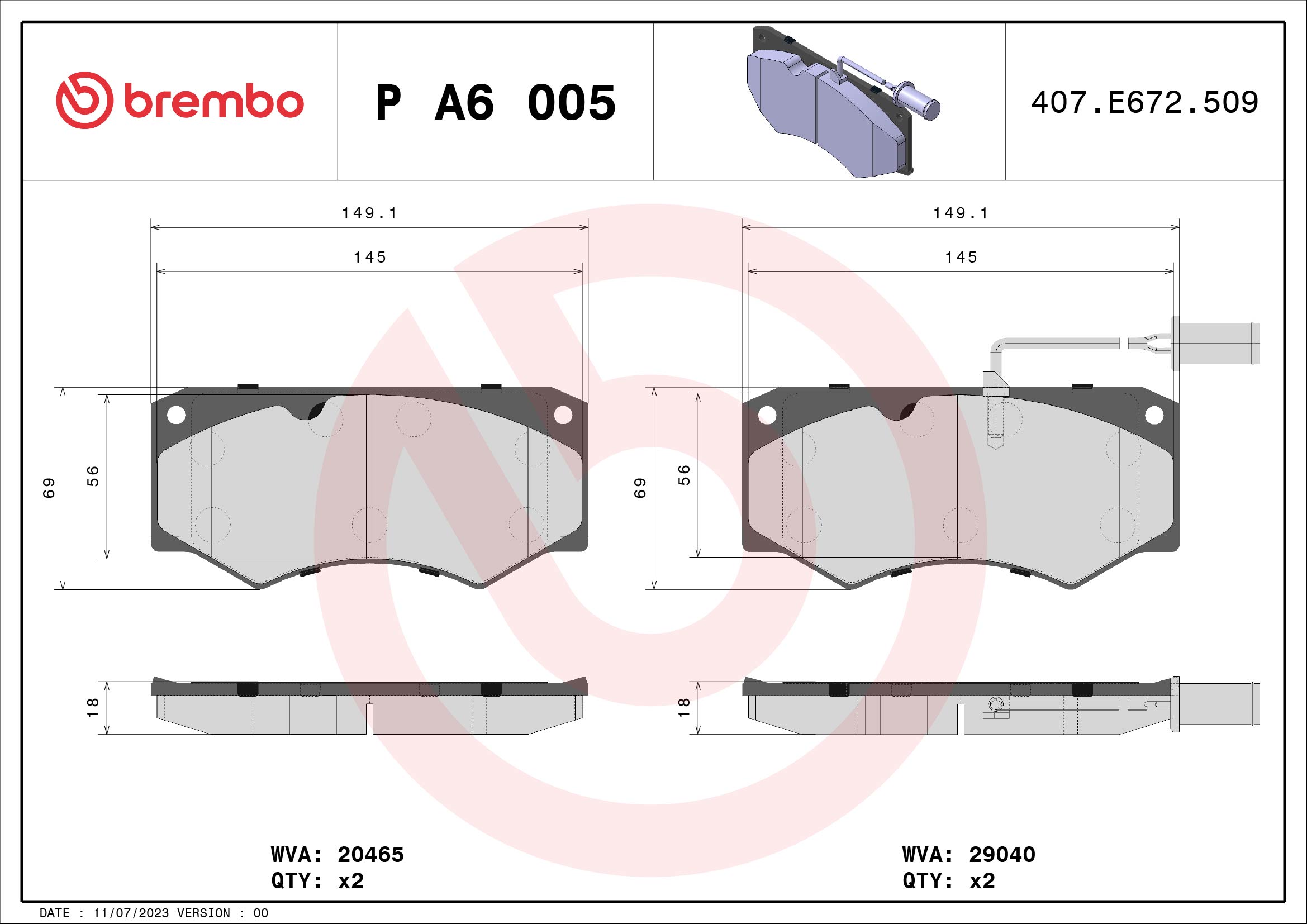 BREMBO Első fékbetét PA6005_BREMBO