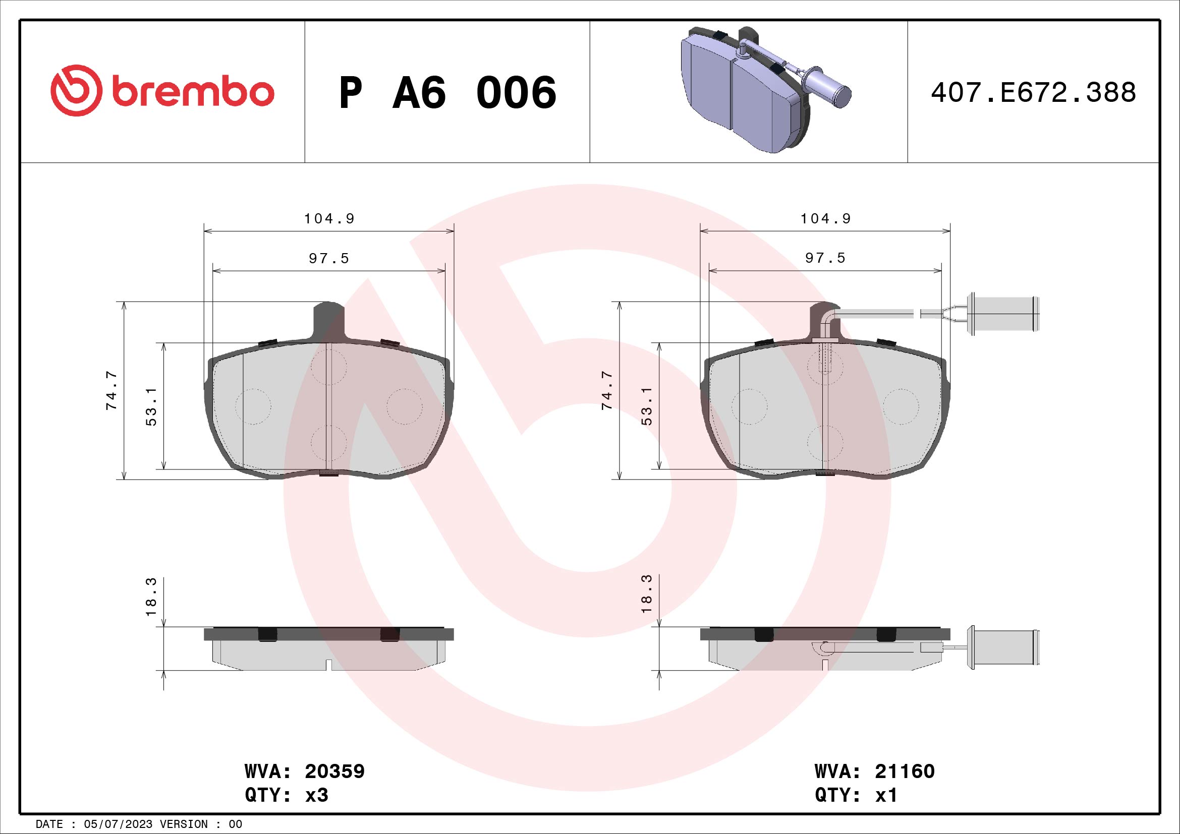 BREMBO Első fékbetét PA6006_BREMBO