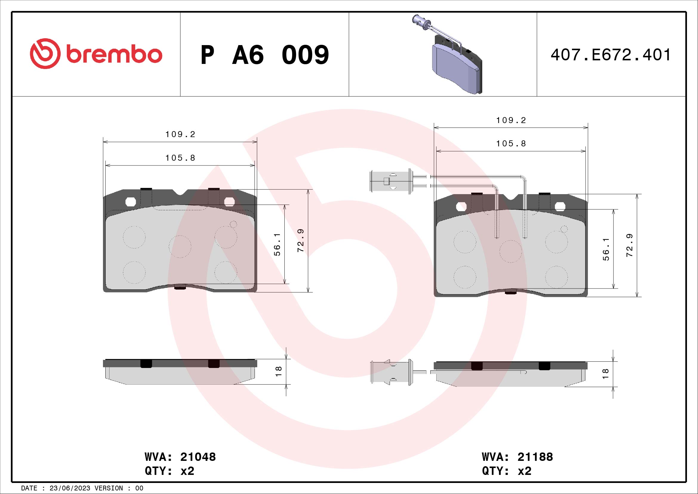 BREMBO Első fékbetét PA6009_BREMBO