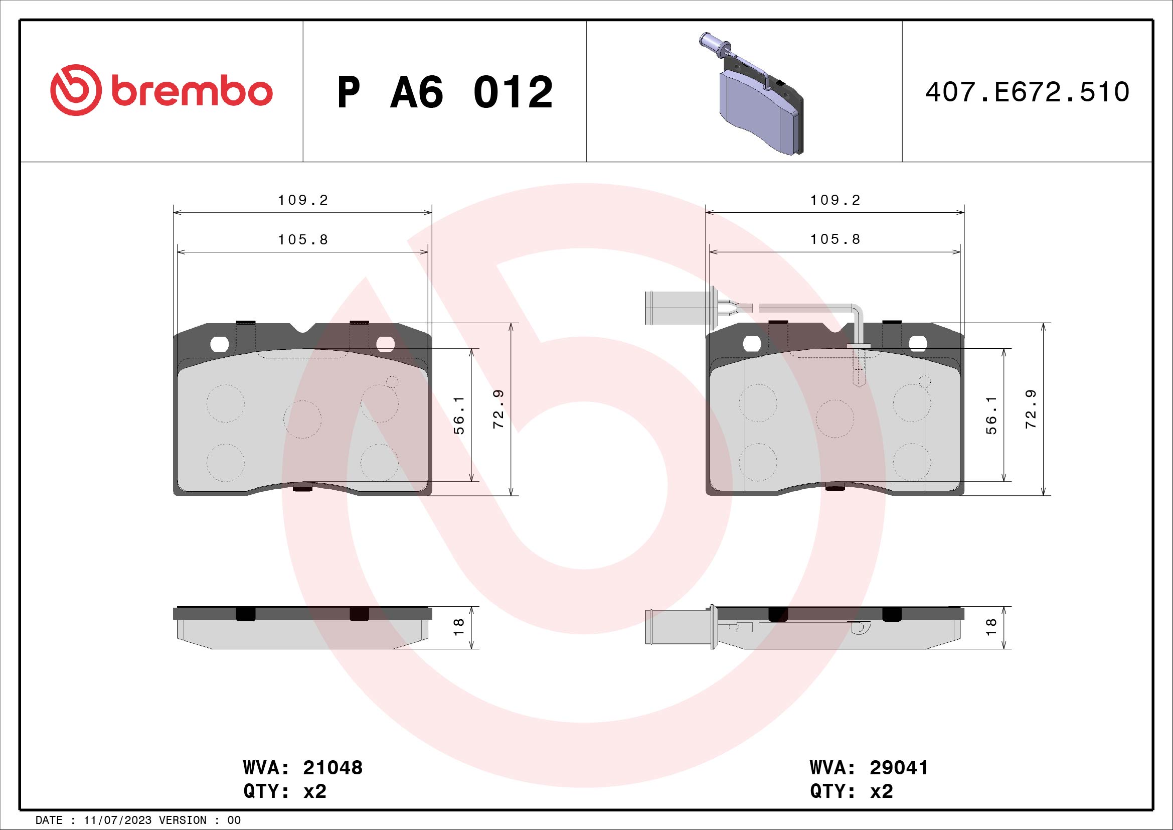 BREMBO Első fékbetét PA6012_BREMBO