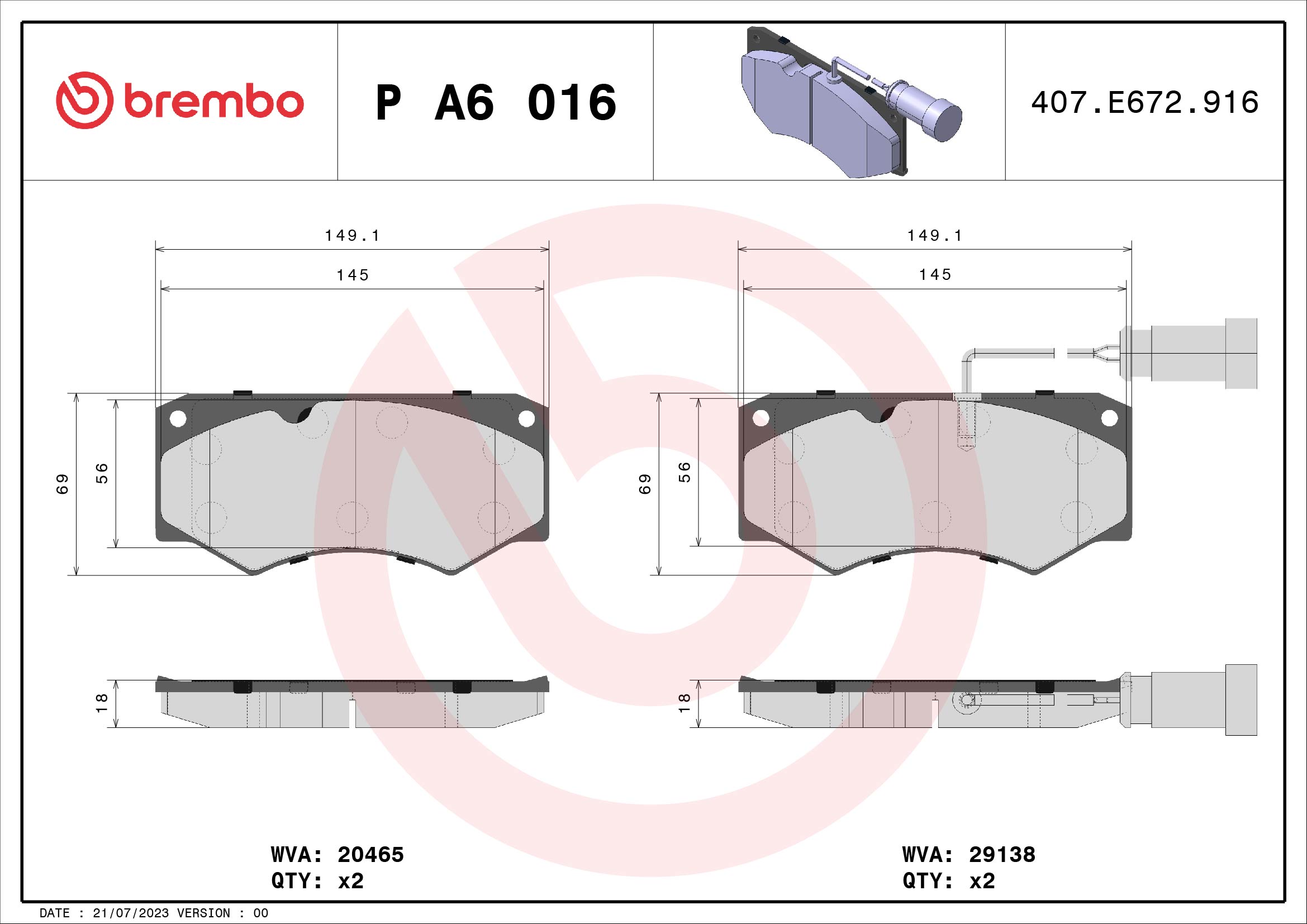 BREMBO Első fékbetét PA6016_BREMBO