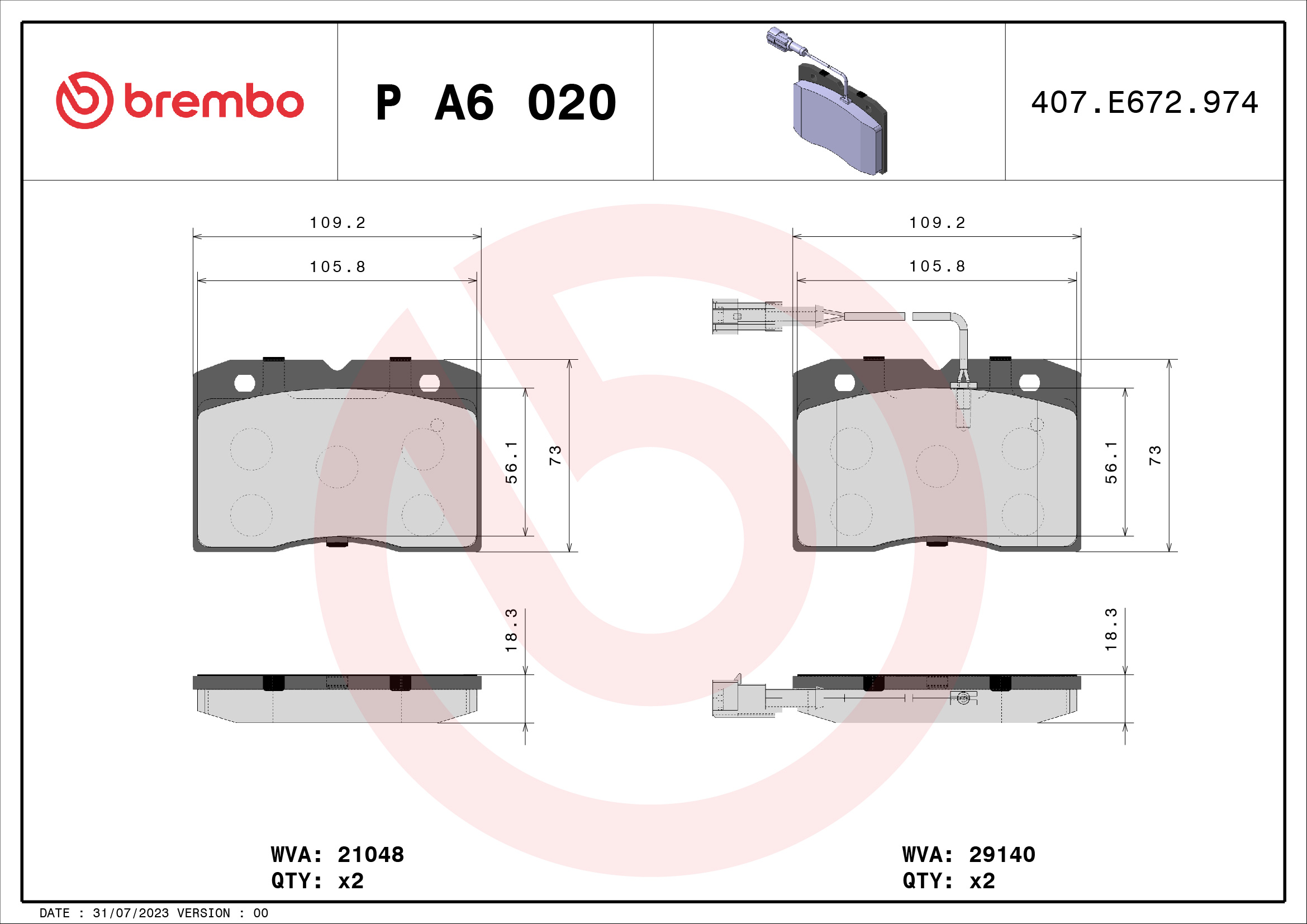 BREMBO Első fékbetét PA6020_BREMBO