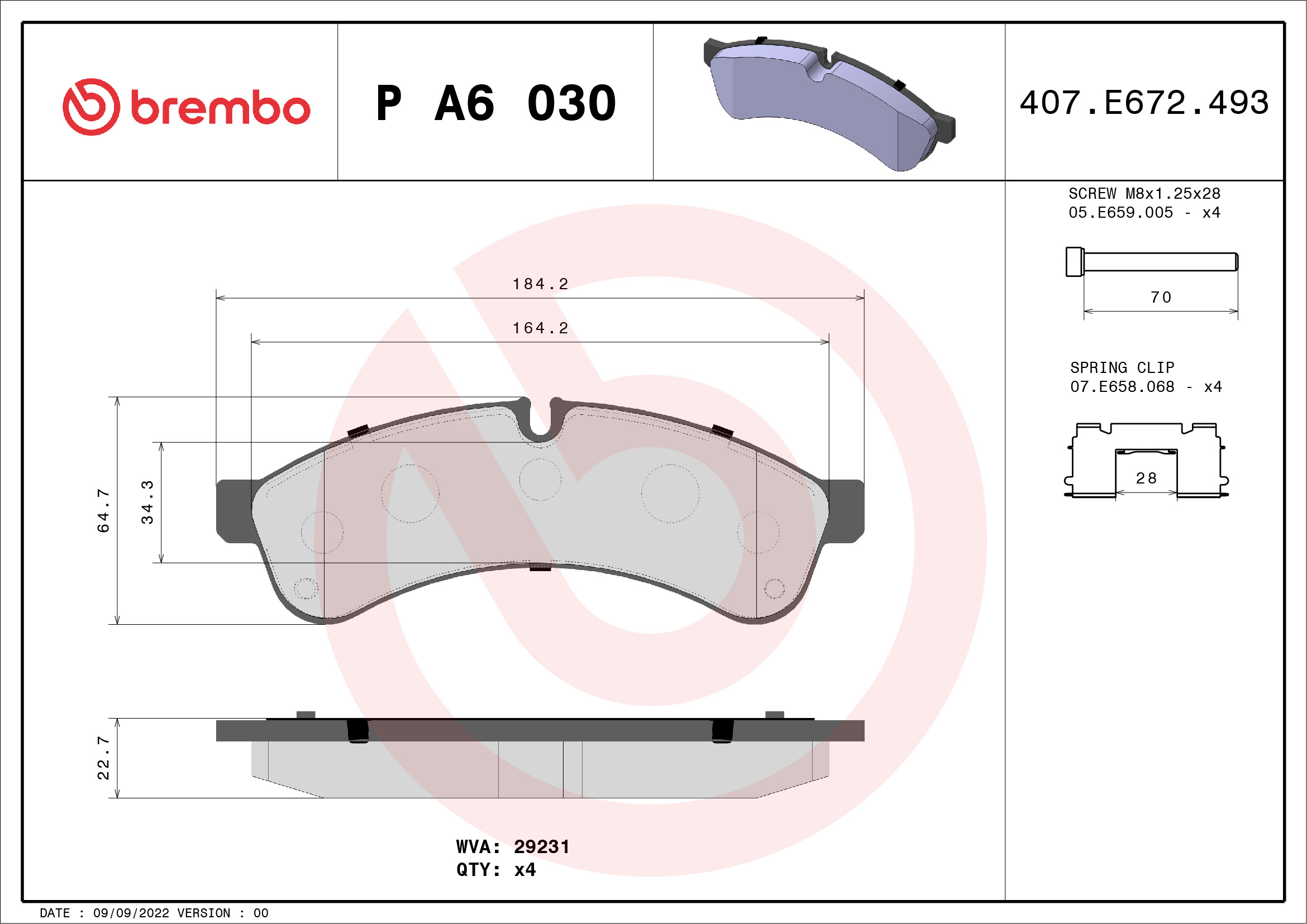 BREMBO Fékbetét, mind PA6030_BREMBO