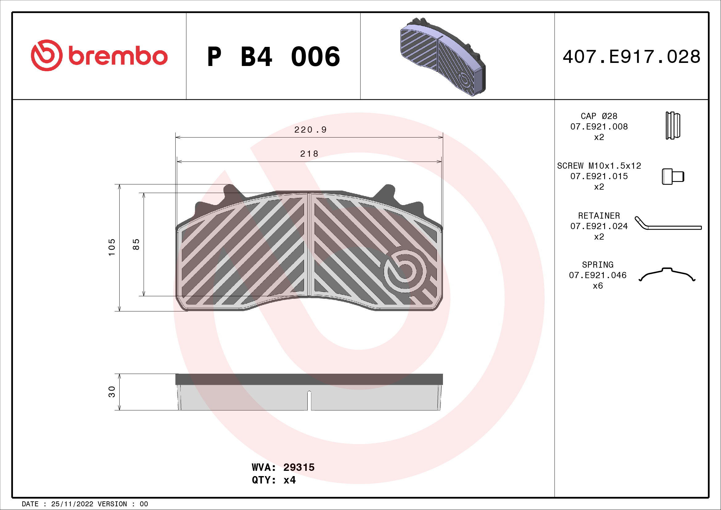 BREMBO Fékbetét, mind PB4006_BREMBO