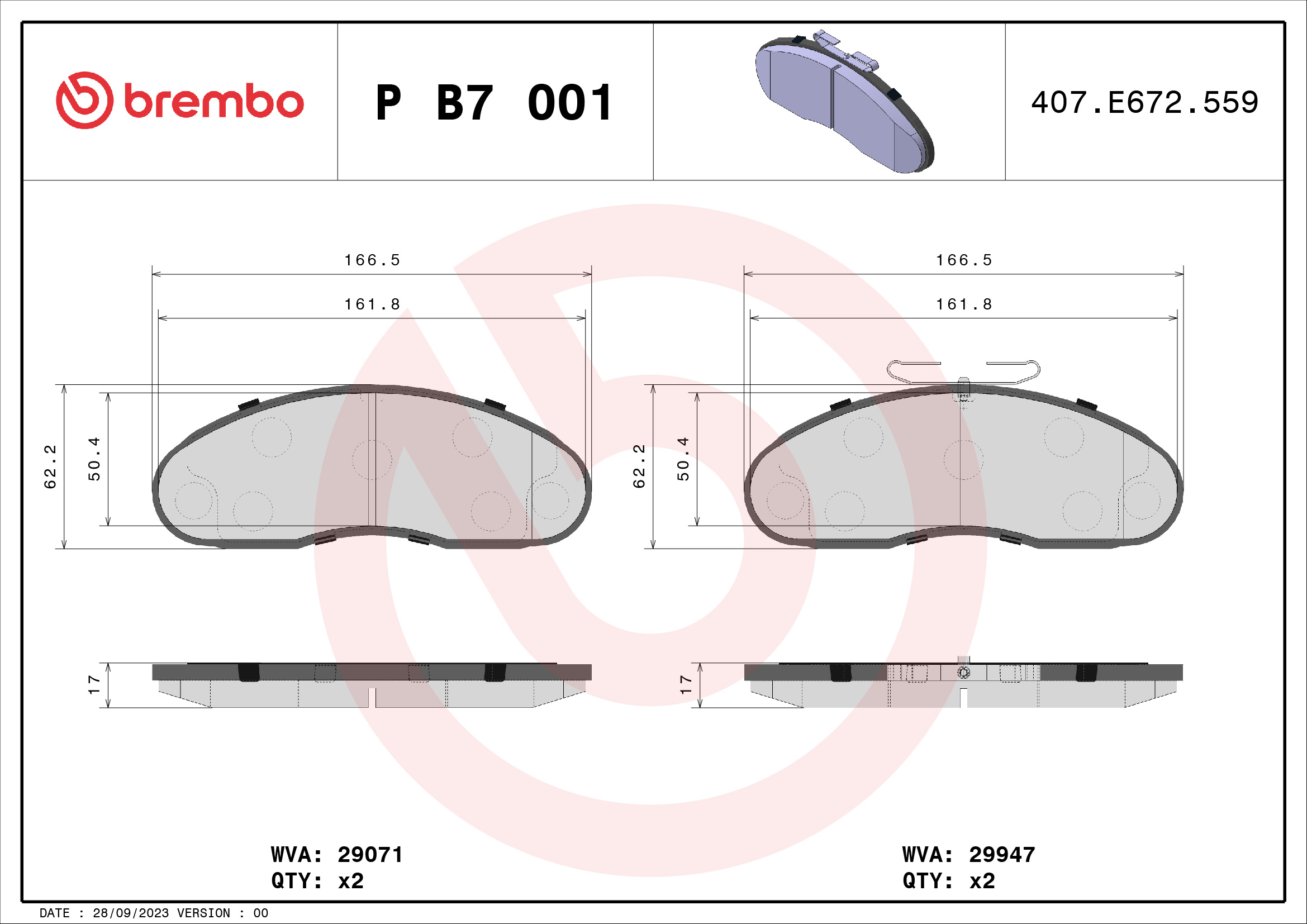 BREMBO Első fékbetét PB7001_BREMBO