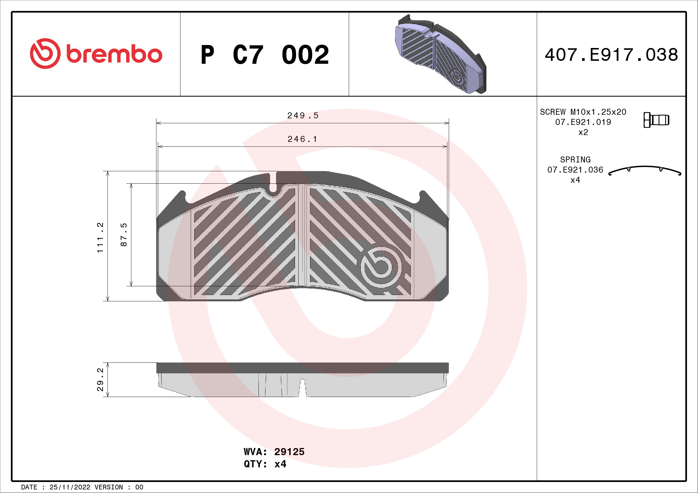 BREMBO Fékbetét, mind PC7002_BREMBO