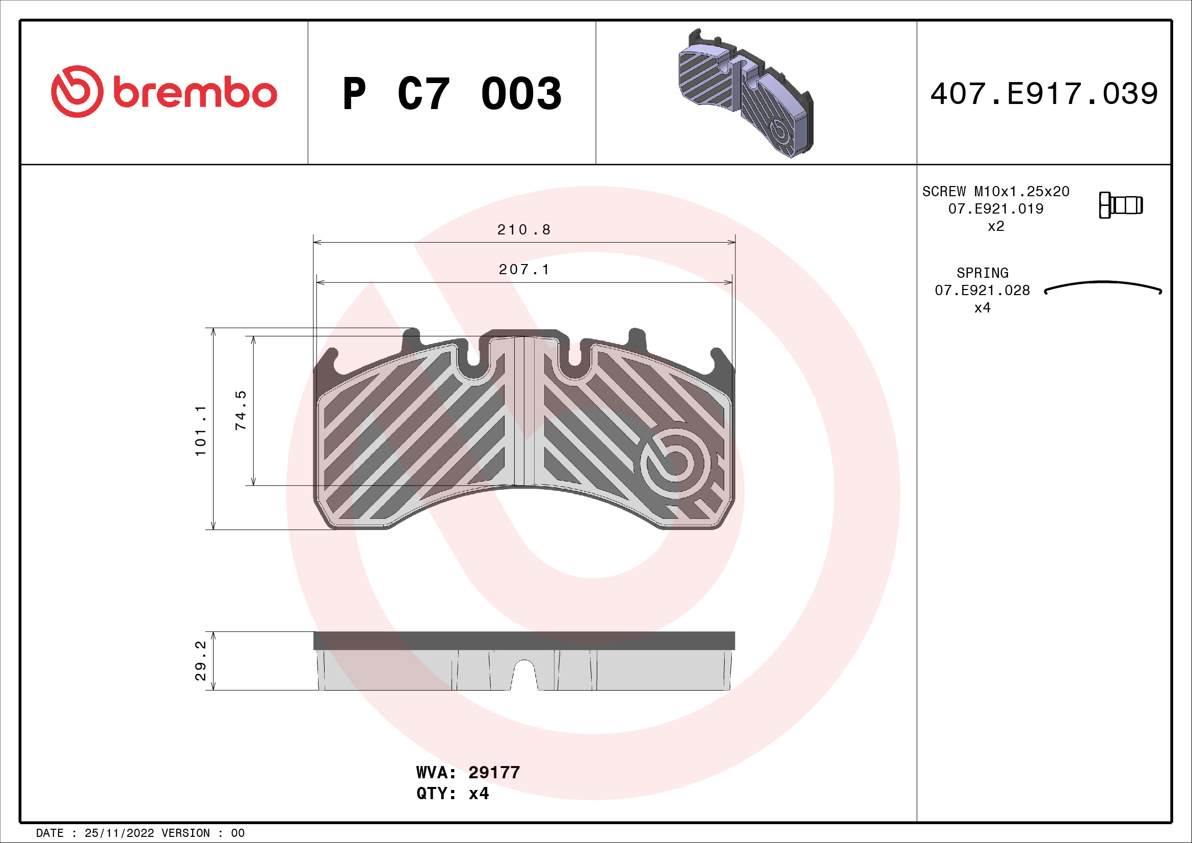 BREMBO Fékbetét, mind PC7003_BREMBO