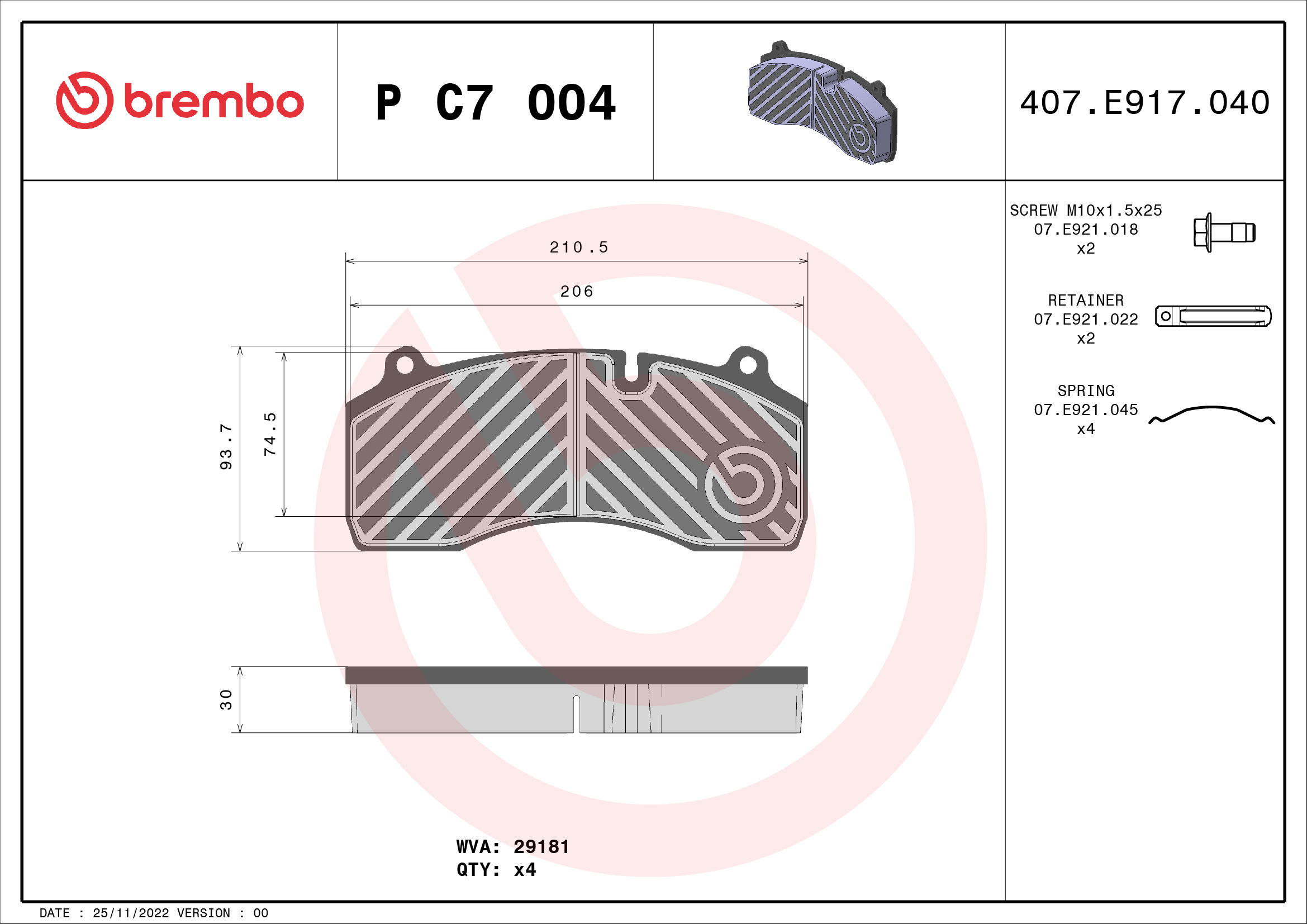 BREMBO Fékbetét, mind PC7004_BREMBO