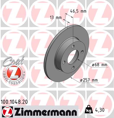 ZIMMERMANN Féktárcsa, mind 100.1048.20_ZIM