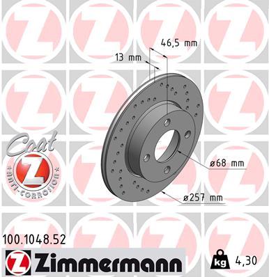 ZIMMERMANN Első féktárcsa 100.1048.52_ZIM