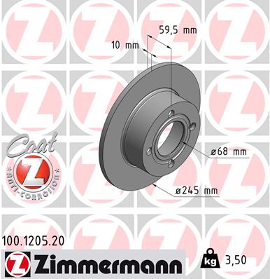 ZIMMERMANN Hátsó féktárcsa 100.1205.20_ZIM