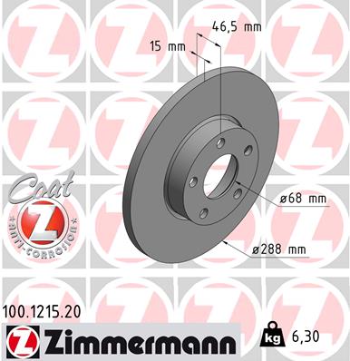 ZIMMERMANN Első féktárcsa 100.1215.20_ZIM