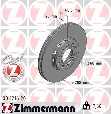 ZIMMERMANN Első féktárcsa 100.1216.20_ZIM