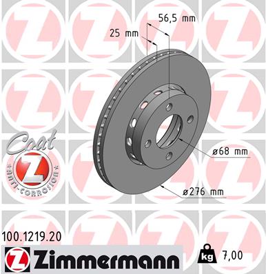 ZIMMERMANN Első féktárcsa 100.1219.20_ZIM