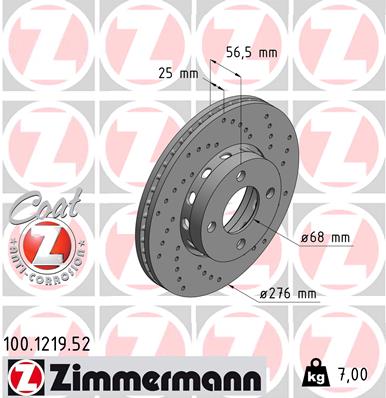 ZIMMERMANN Első féktárcsa 100.1219.52_ZIM