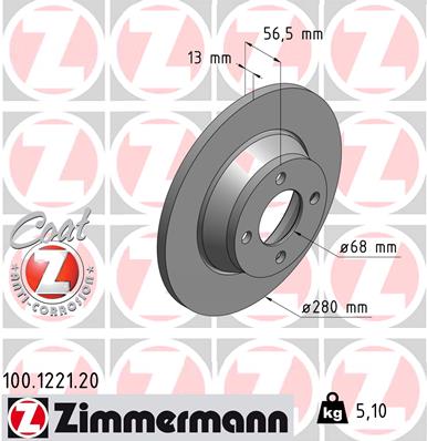 ZIMMERMANN Első féktárcsa 100.1221.20_ZIM